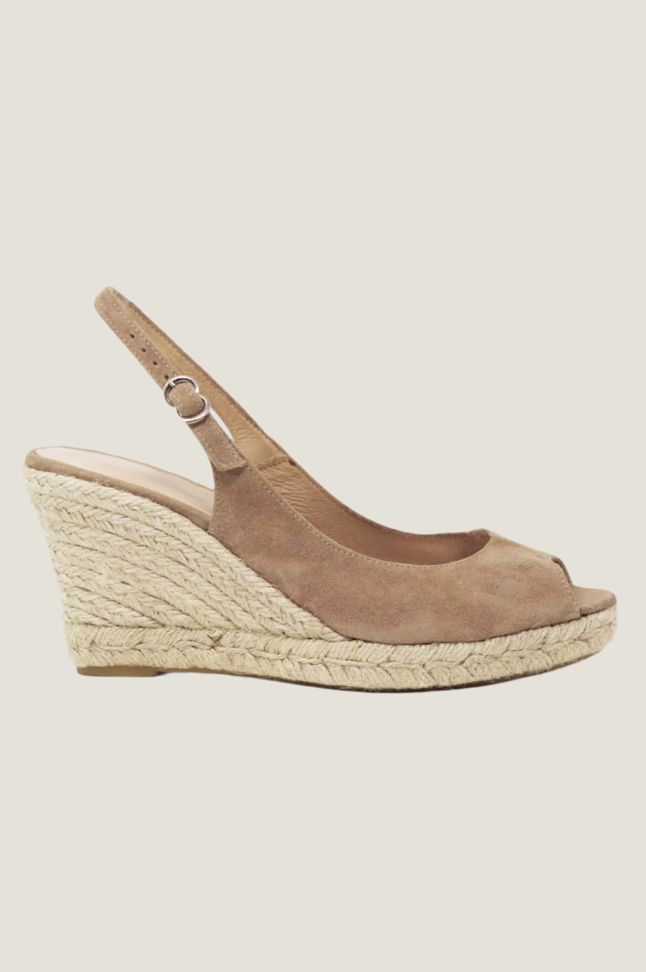 Mykonos Peep Toe Espadrilles for Women - Comfortable Almond Color Summer Wedge Sandals | Perfect for Beach Vacation, Date Night & Casual Outings