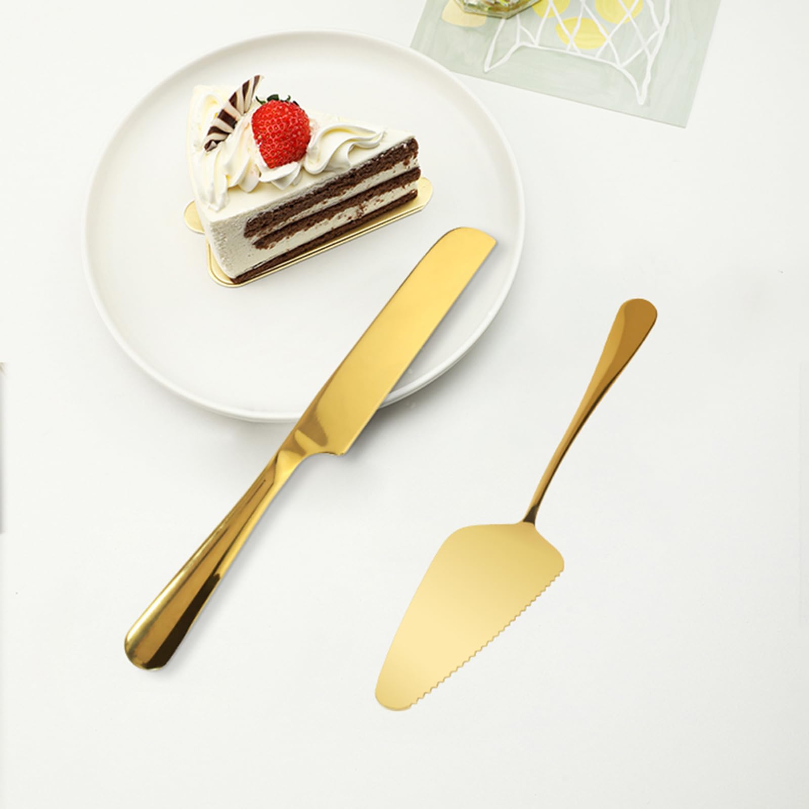 Premium Gold Wedding Cake Knife and Server Set - Stainless Steel Cake Cutting Utensils for Weddings, Birthdays & Special Events - Elegant Cake Serving Set for Wedding Cakes, Anniversary Parties & Celebrations