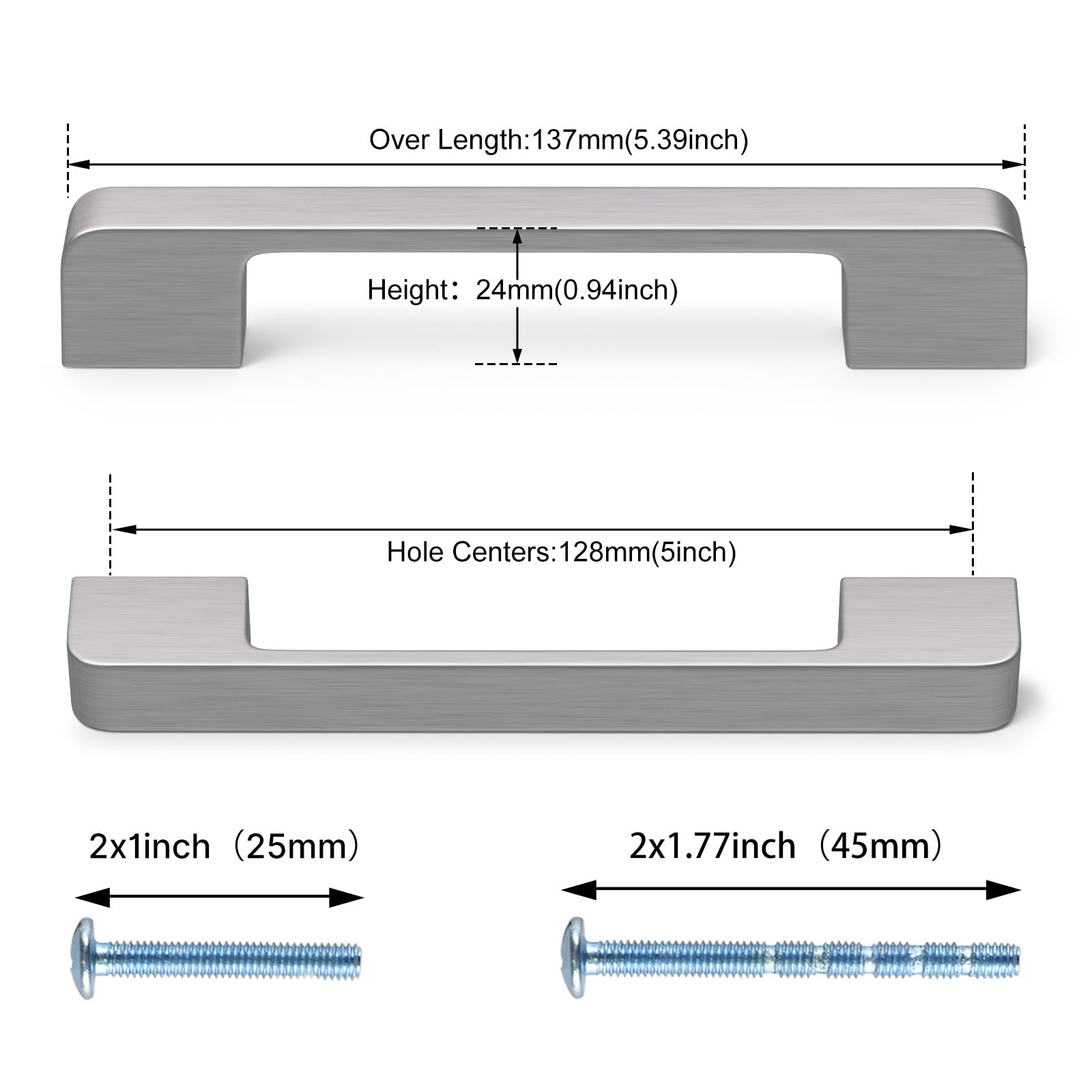 Brushed Nickel Cabinet Pulls 10-Pack - 5