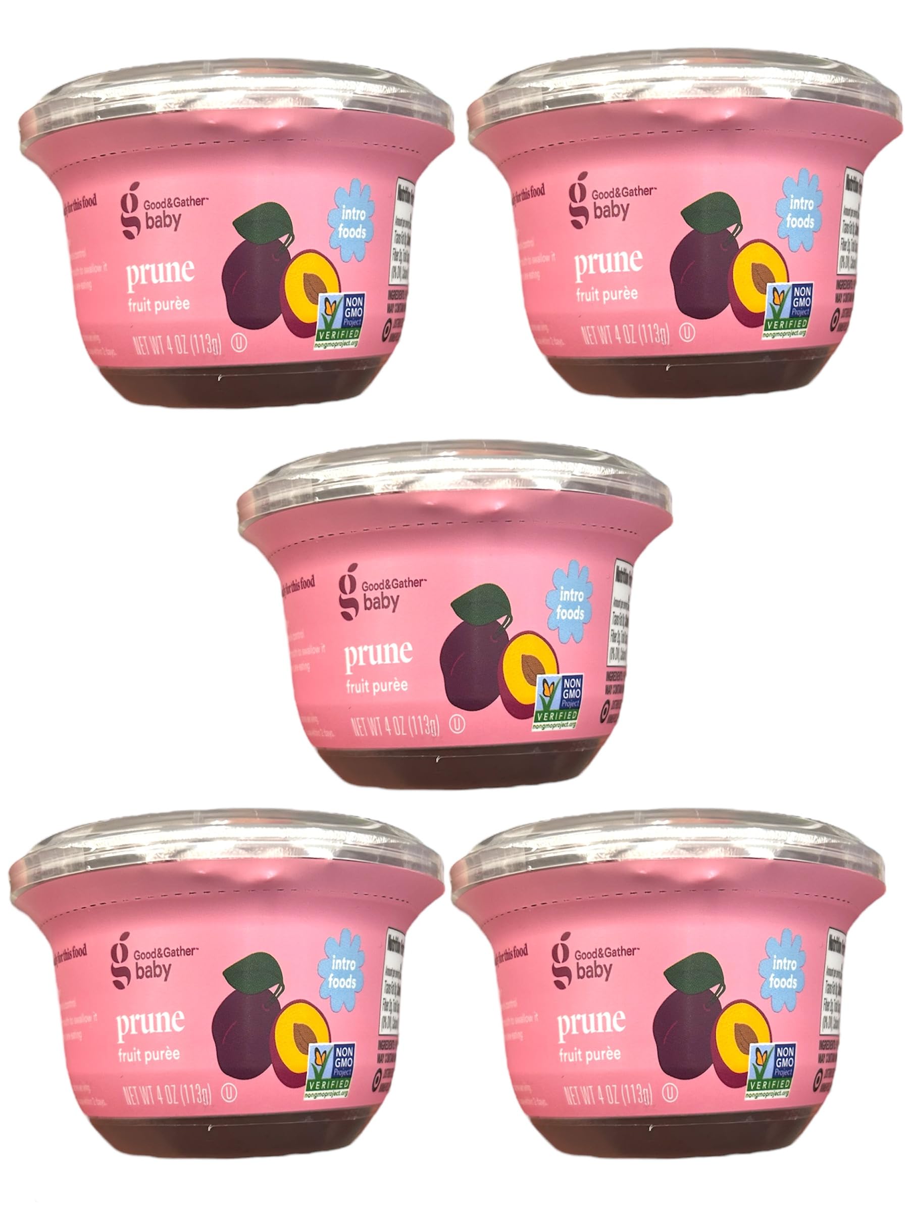 Organic Baby Prune Fruit Puree Pouch - 4 oz, Non-GMO, No Added Sugar, Pack of 5 | Healthy Snack for Infants & Toddlers | Perfect for On-the-Go Feeding, Lunchboxes & Baby Led Weaning