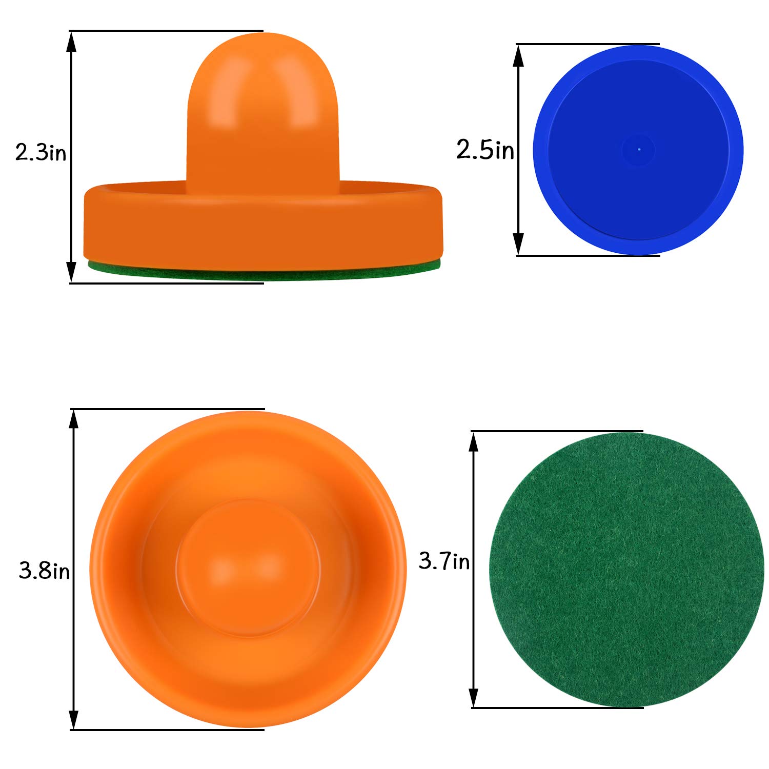 Air Hockey Pucks & Pushers Set - 4 Strikers & 4 Pucks for Game Tables - Perfect for Family Game Nights