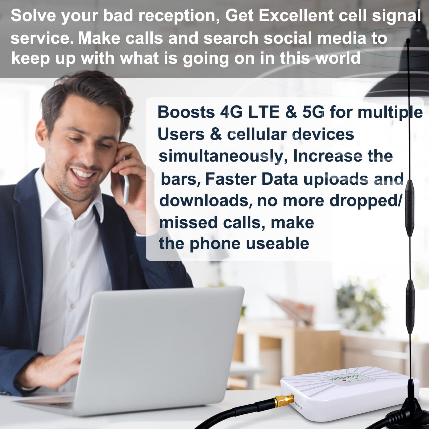 Verizon Cell Phone Signal Booster Extender - 5G 4G LTE Band 13 Cellular Repeater for Home & Office | Improve Weak Signal for Calls, Streaming & Internet