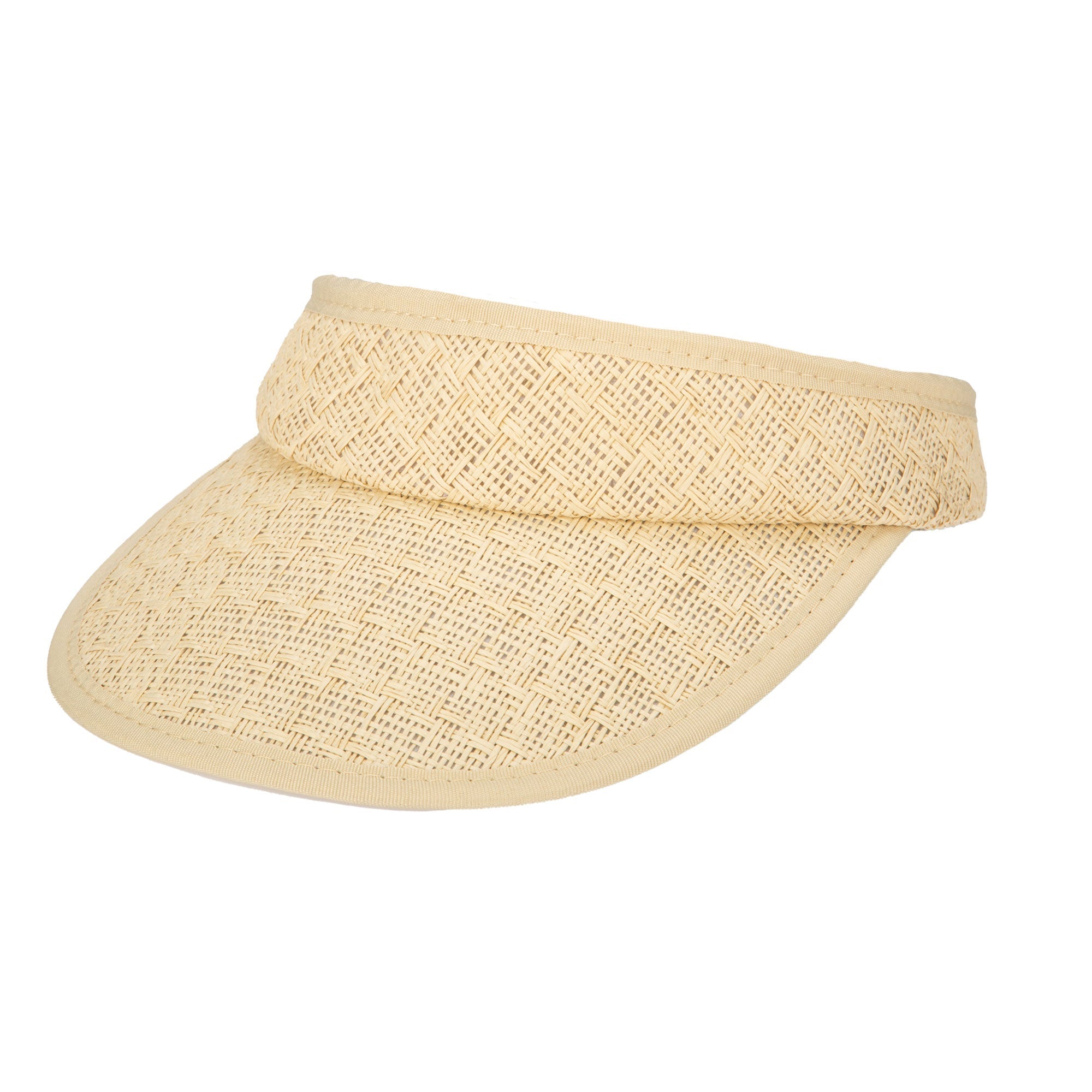 Women's Paperbraid Sun Visor with Floral Sweatband - UV Protection Summer Hat for Outdoor Activities, Beach, Golf & Gardening (CTV042)