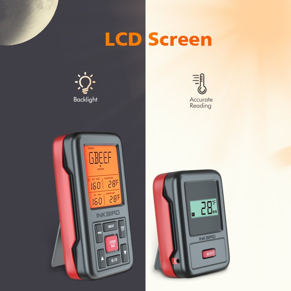 Wireless BBQ Grill Thermometer with Dual Probes - IRF 2SA Digital Meat Thermometer for Smoking, Grilling & Baking - Perfect for Backyard BBQs, Camping & Outdoor Cooking