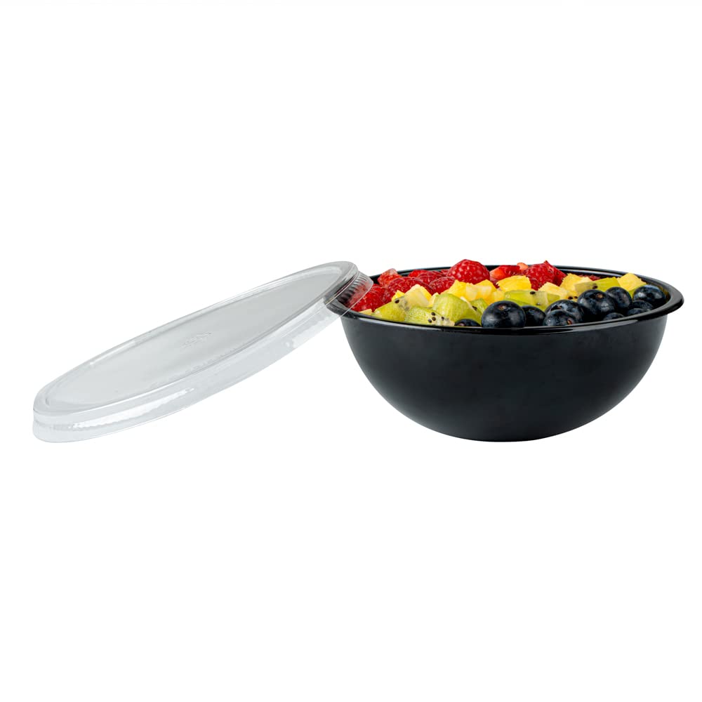 200-Pack 18oz Recyclable Plastic Salad Bowls - Disposable Black Restaurantware for Pasta, Salads, Takeout | BPA-Free, Eco-Friendly Food Containers for Catering, Parties & Meal Prep
