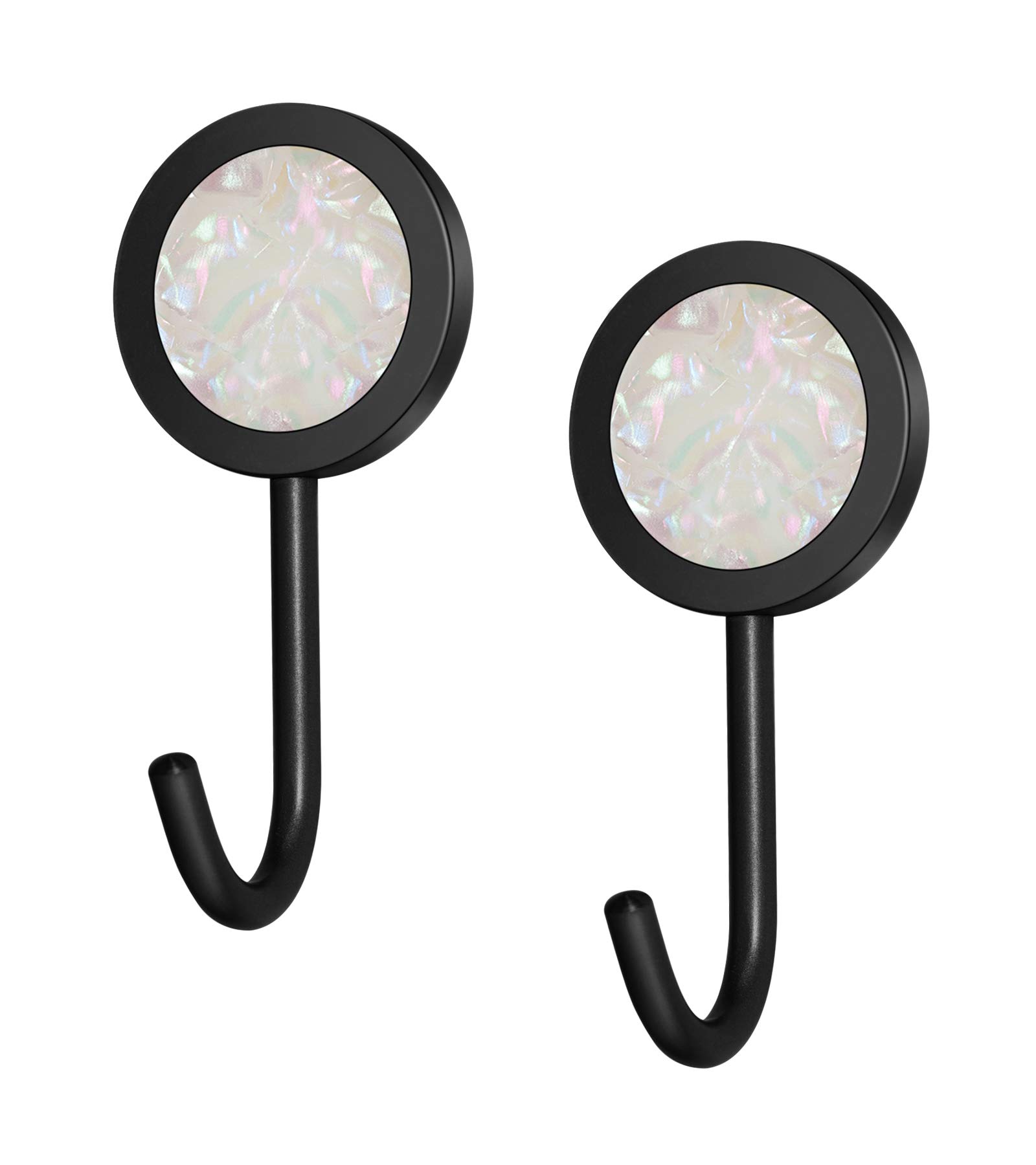 Brass Towel Hooks for Bathroom Wall & Kitchen - Set of 2 Black Sticky Hanging Hangers by Recomako - Perfect for Robes, Coats, Towels & Home Organization