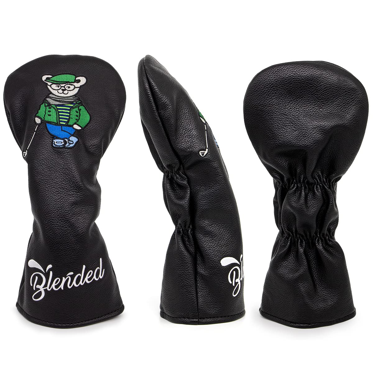 Premium Golf Club Head Covers Set for Driver, Fairway & Hybrids - 4-Piece Black Synthetic Leather Protection - Ideal for Men Golfers on Course or Driving Range Practice