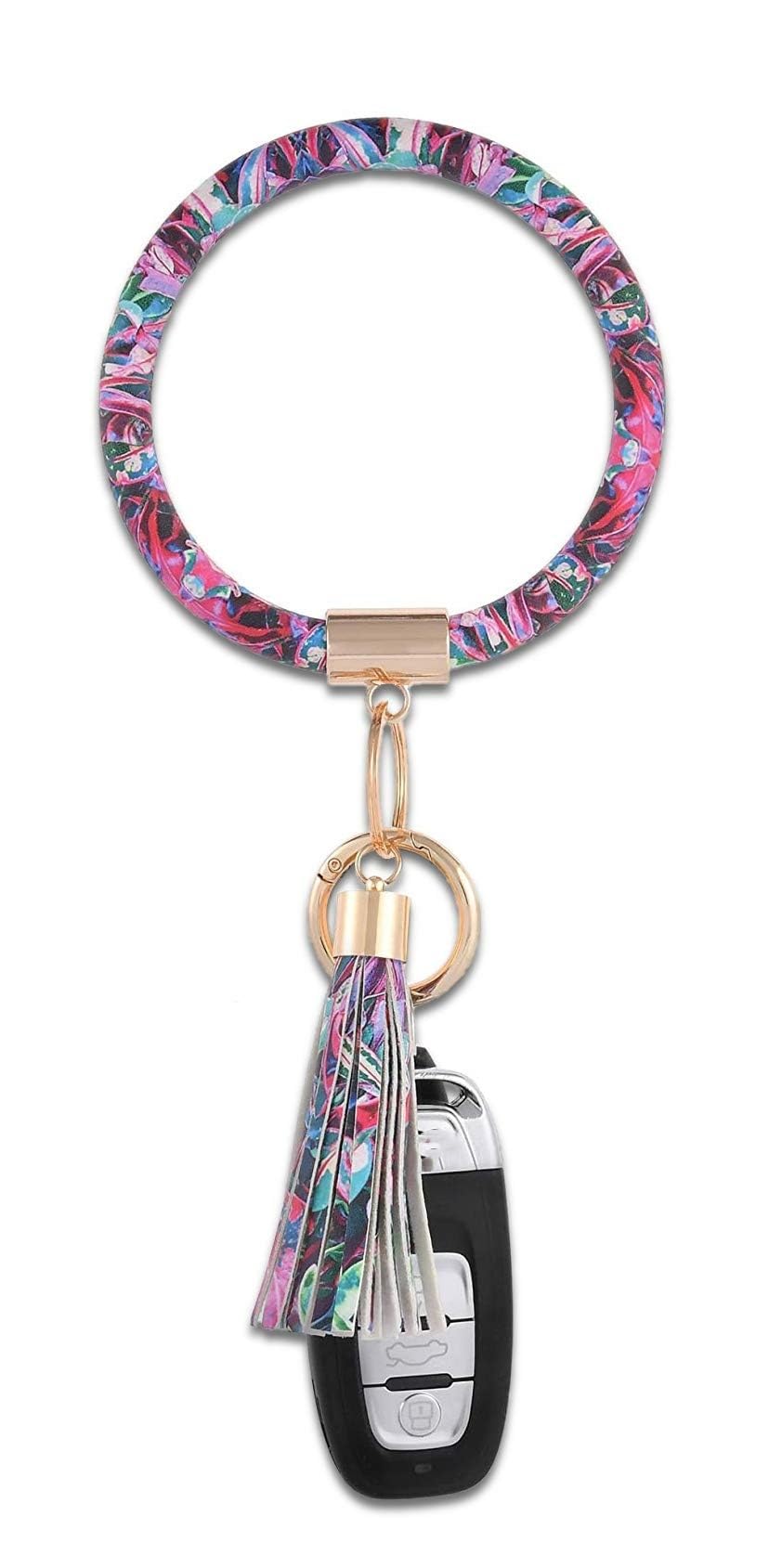 Coolcos Leather Keychain Bracelet for Women - Stylish Wristlet Key Holder with Tassel, Portable Keyring Bangle Gift for Her | Perfect for Daily Use, Travel, and Key Organization