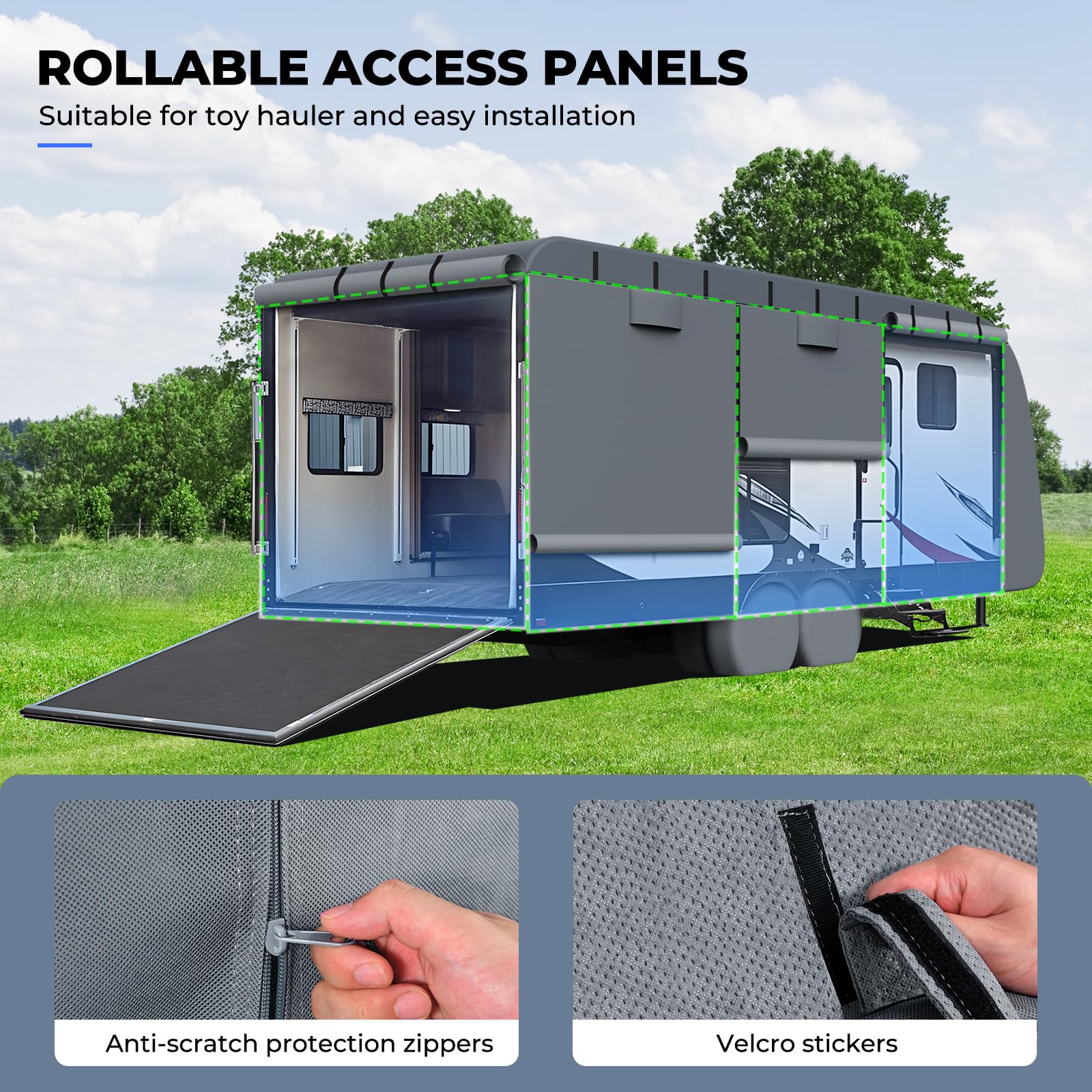 Heavy Duty 7-Layer RV Travel Trailer Cover with 4 Tire Covers for 34'1