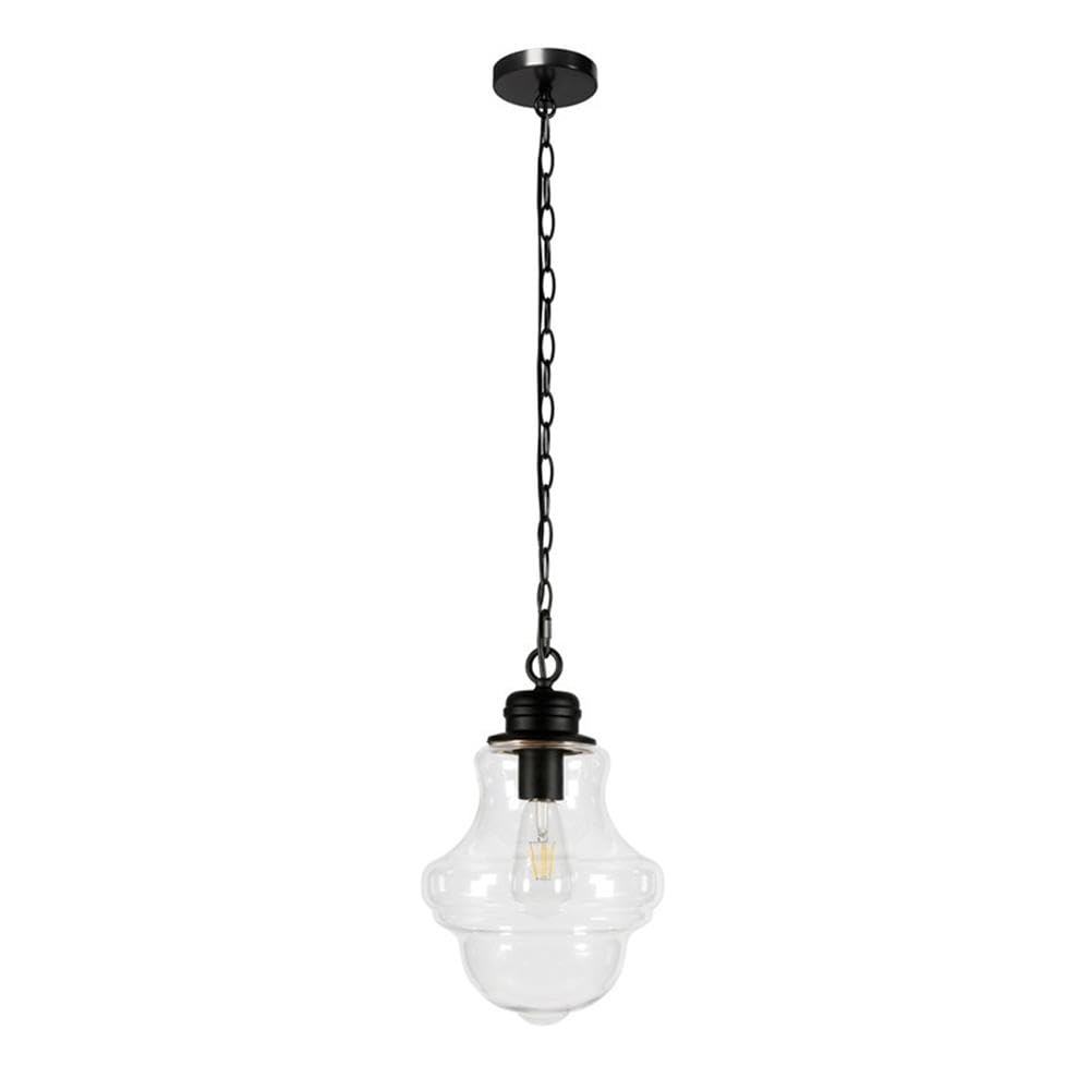 Henn&Hart 9 Inch Blackened Bronze Metal and Glass Pendant Light Fixture - Perfect for Dining Room, Kitchen Island, or Entryway Lighting