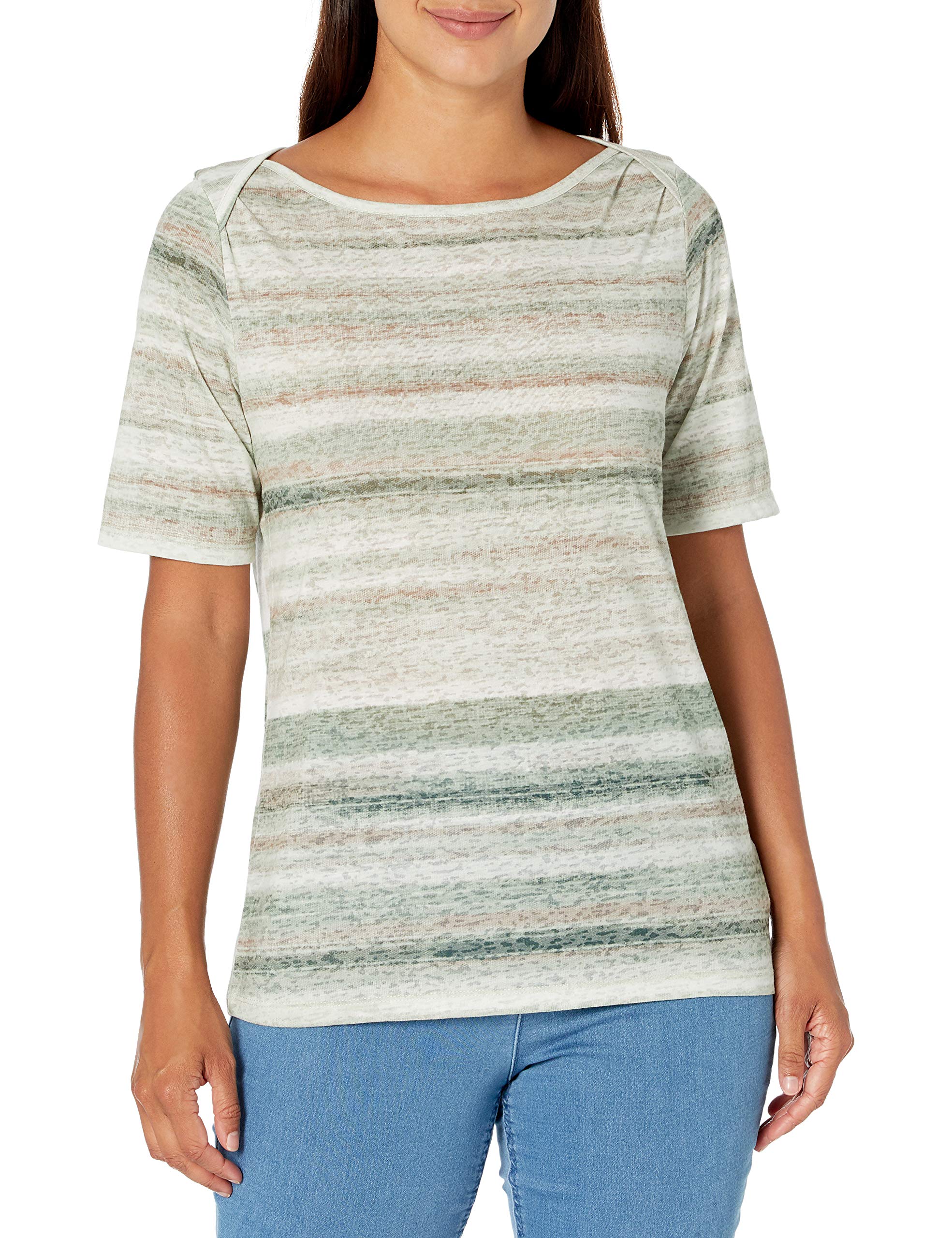 Erika Women's Meghan Wide Boat Neck Elbow Sleeve Blouse - Flattering Casual & Office Wear Top for Women | Perfect for Work, Dates & Everyday Outfits