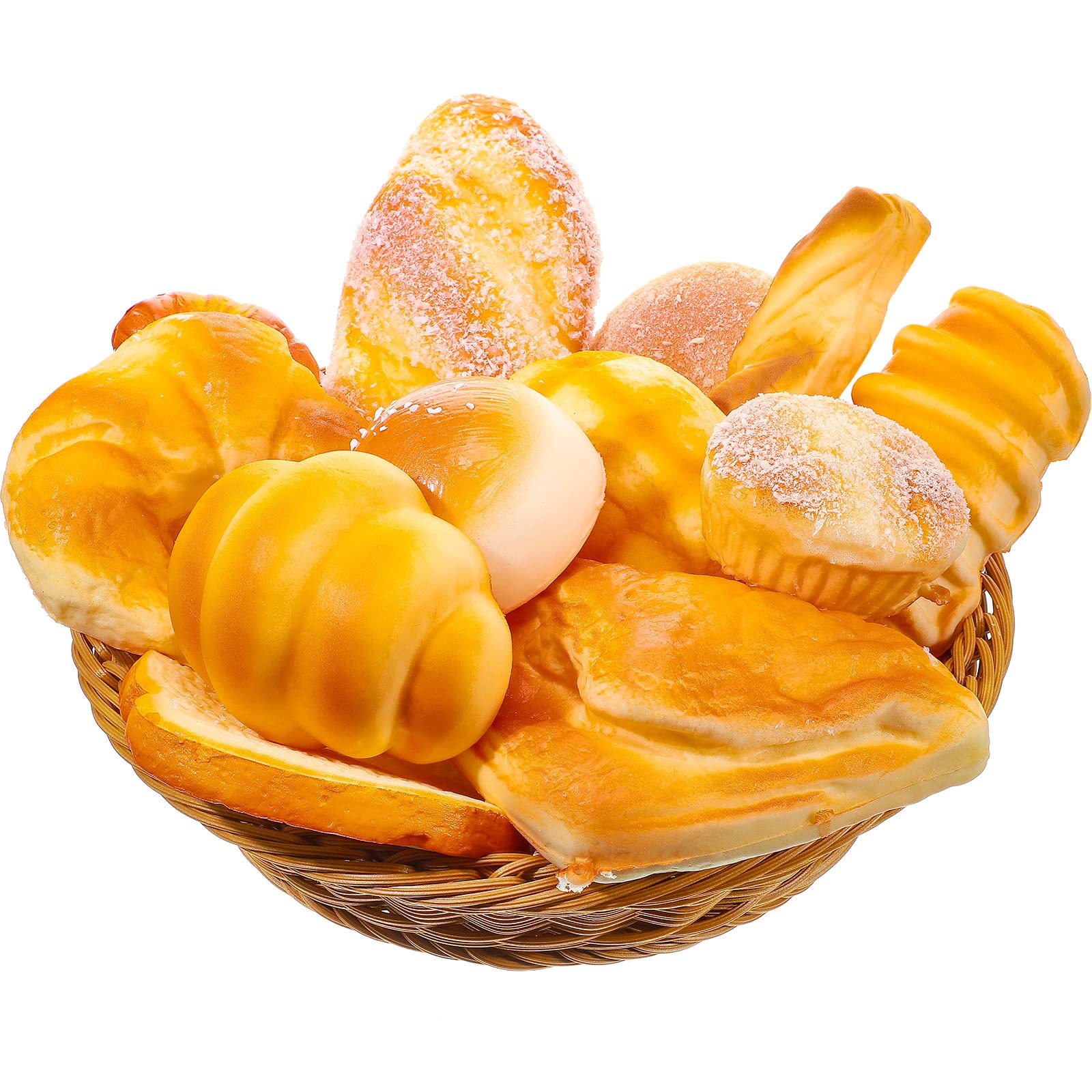 Chivao 13-Piece Artificial Bread Set with Basket - Realistic Fake French Loaf & Pastries for Bakery Display, Home Kitchen Decor, Photo Props - Perfect for Restaurant Displays, Food Photography & Themed Parties