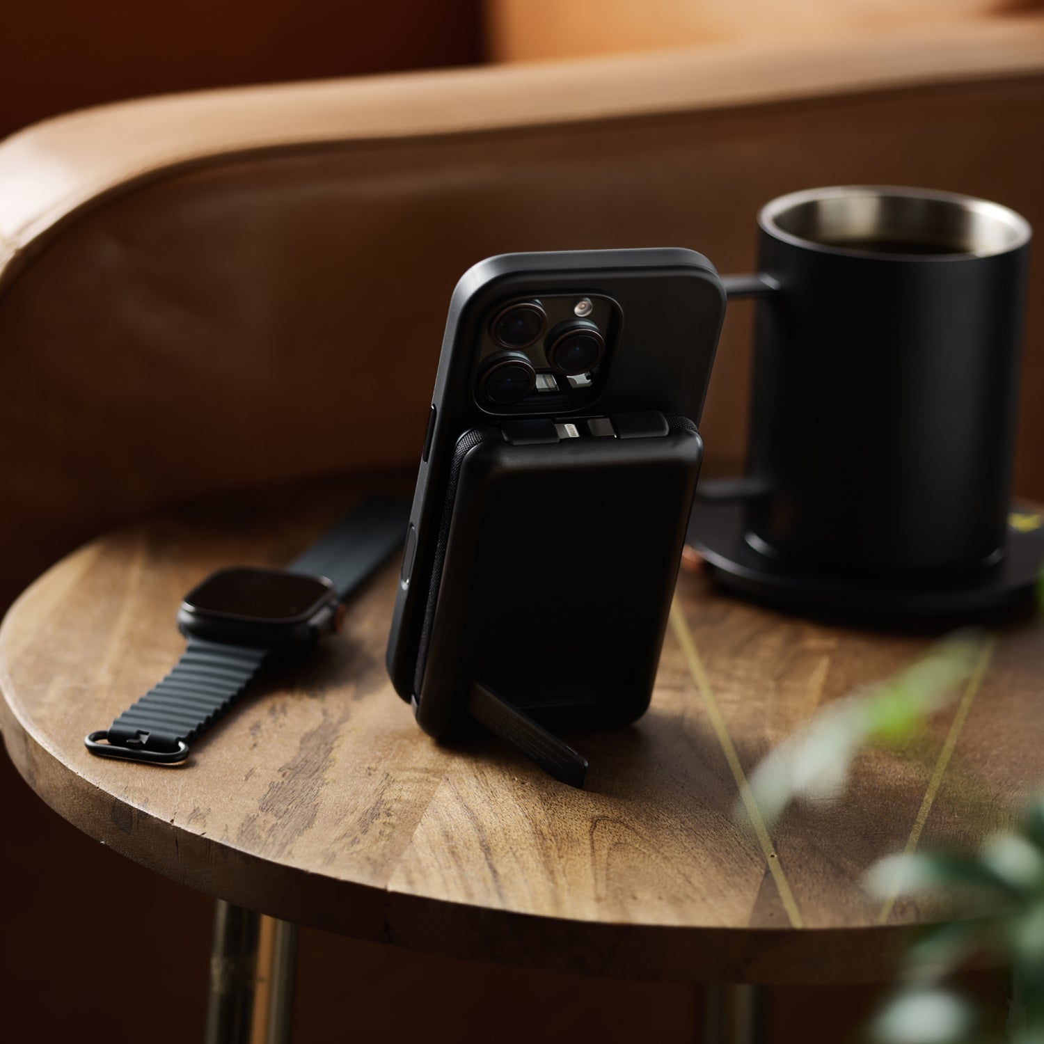 Premium iPhone 16 Plus Midnight Black Leather Charging Kit - Fast Charging Cable & Adapter Included - Perfect for Home, Office & Travel Use