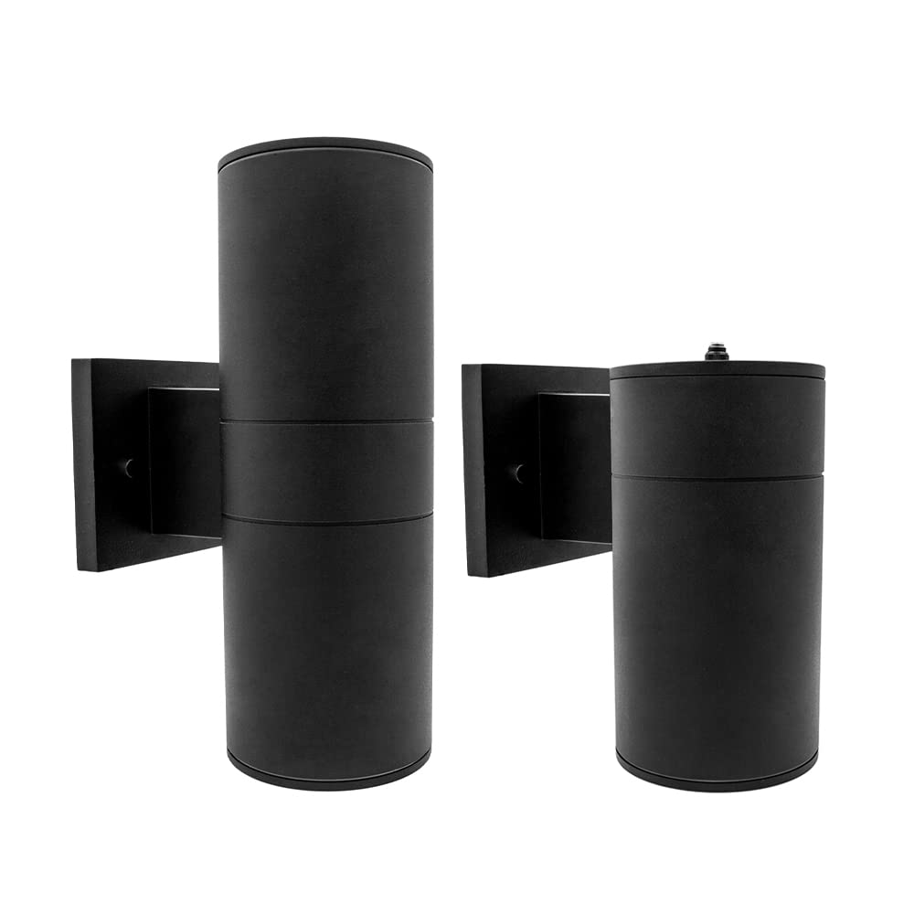 Maxxima LED Cylinder Outdoor Wall Wash Sconce Lights - Black Finish, Warm White 3000K, Weatherproof Exterior Lighting for Patio, Garden, and Facade Illumination