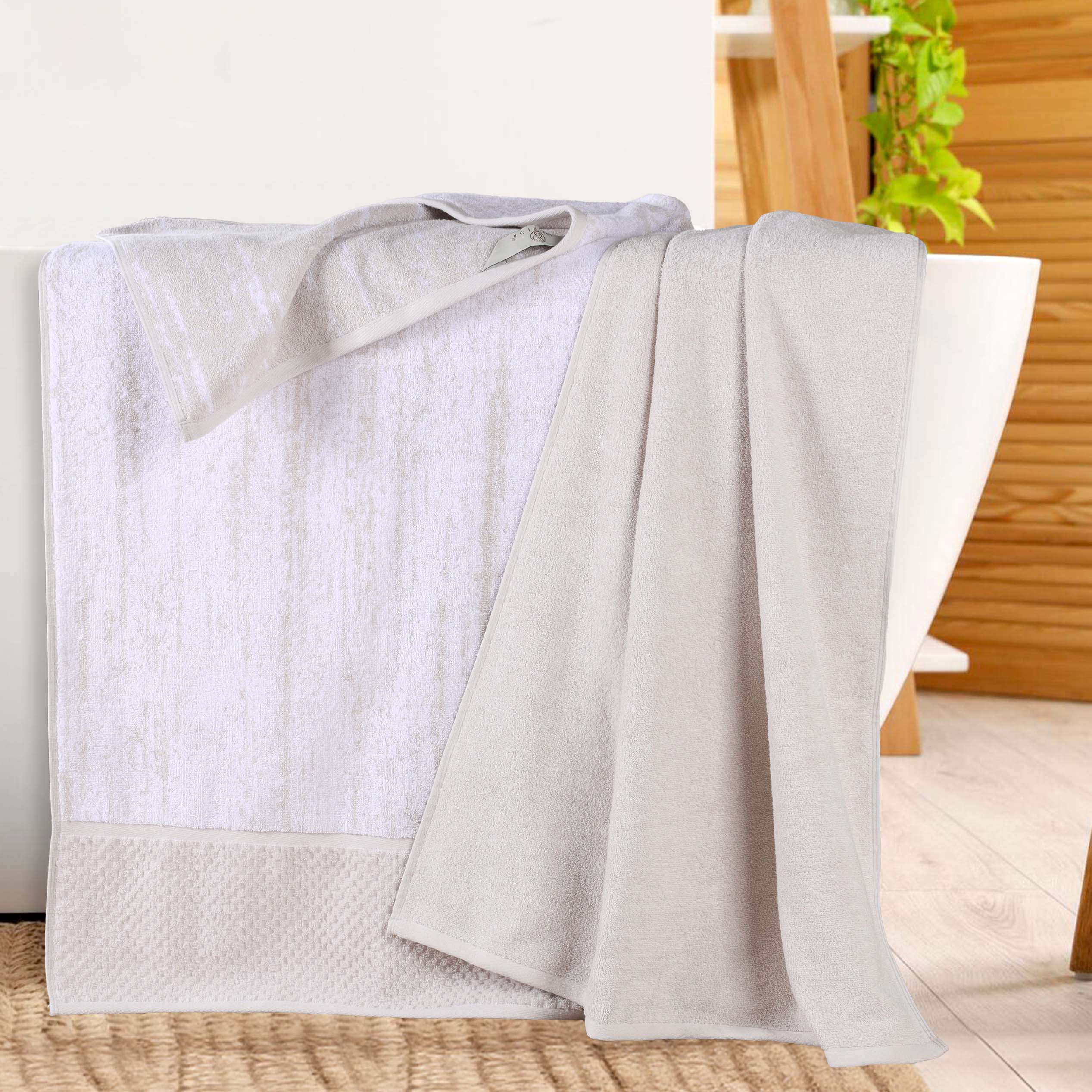 Lodie Cotton Plush Jacquard Bath Sheet Set of 2 - Ultra Soft & Absorbent Luxury Towels for Spa, Bathroom & Beach Use