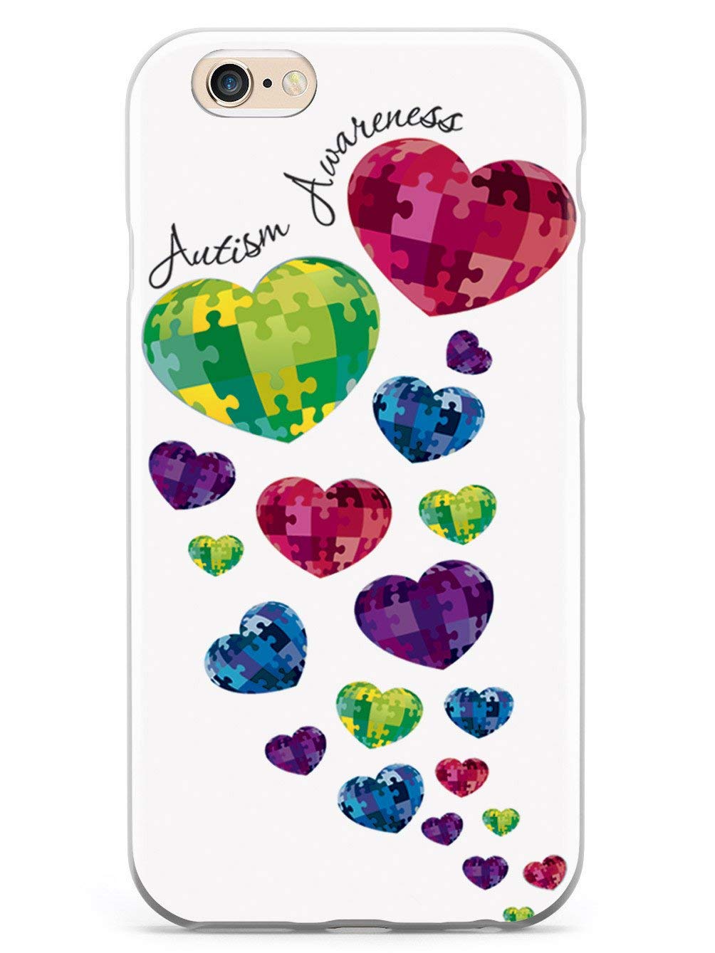 Inspired Cases - Premium 3D Textured Protective Phone Case for Apple iPhone 6 Plus/6s Plus - Autism Awareness Hearts Design - Shockproof & Anti-Scratch Cover - Perfect for Daily Use, Work, and Travel