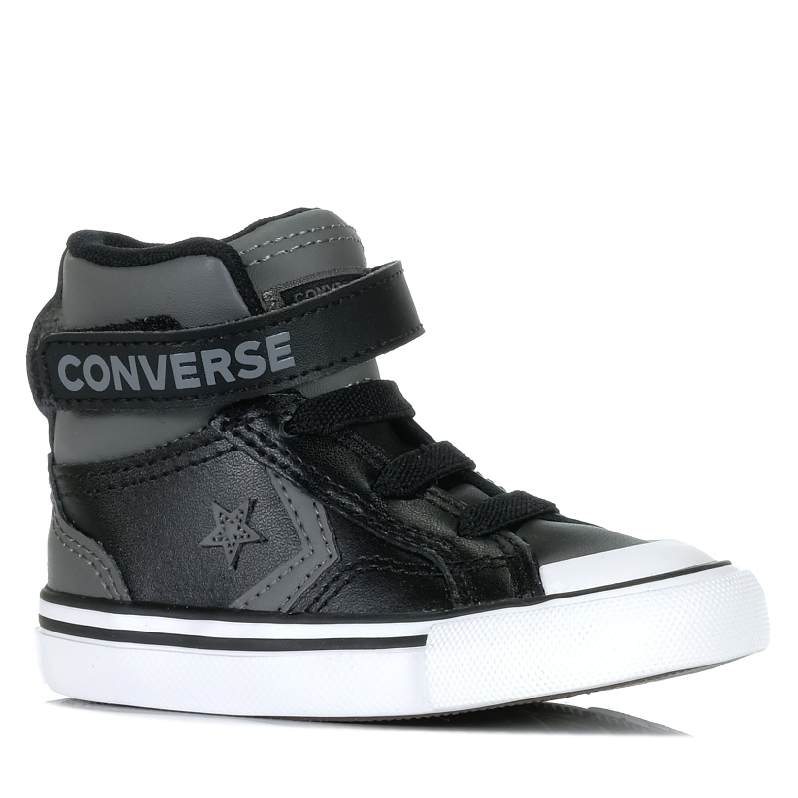 Converse Infant Pro Blaze Strap High Top Sneakers - Sharkskin/Black - Comfortable Baby Shoes for Boys & Girls - Perfect for Playtime, Walks & Everyday Wear
