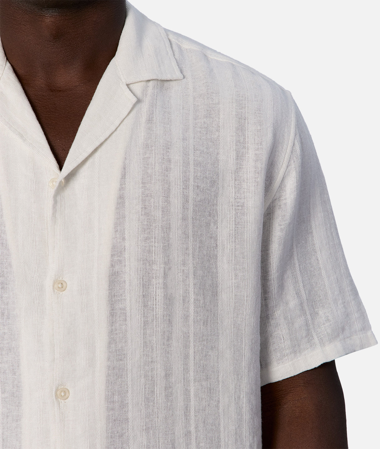 Catanza Striped Short Sleeve Linen Shirt for Men - Breathable Summer Casual Wear - Perfect for Beach Outings, Vacation & Outdoor Activities - White