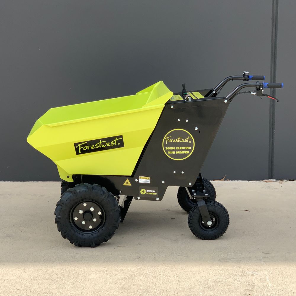 Forestwest 300KG Electric Wheelbarrow with Battery - Heavy Duty Automatic Dumping Mini Dumper for Construction, Gardening, and Landscaping Projects (Model BM11100)