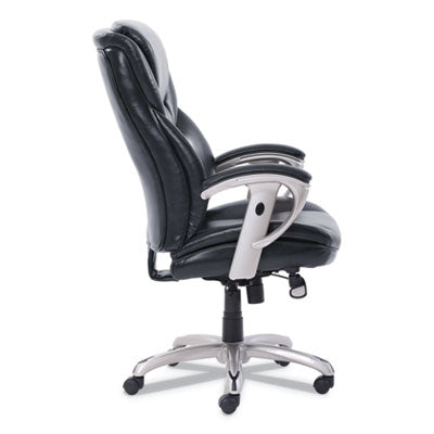 Premium Executive Mid Back Office Chair with SertaPedic Memory Foam - Adjustable Height & Armrests - 300 lbs Weight Capacity - Black Leather & Silver Base - Ideal for Home Office & Corporate Workspaces