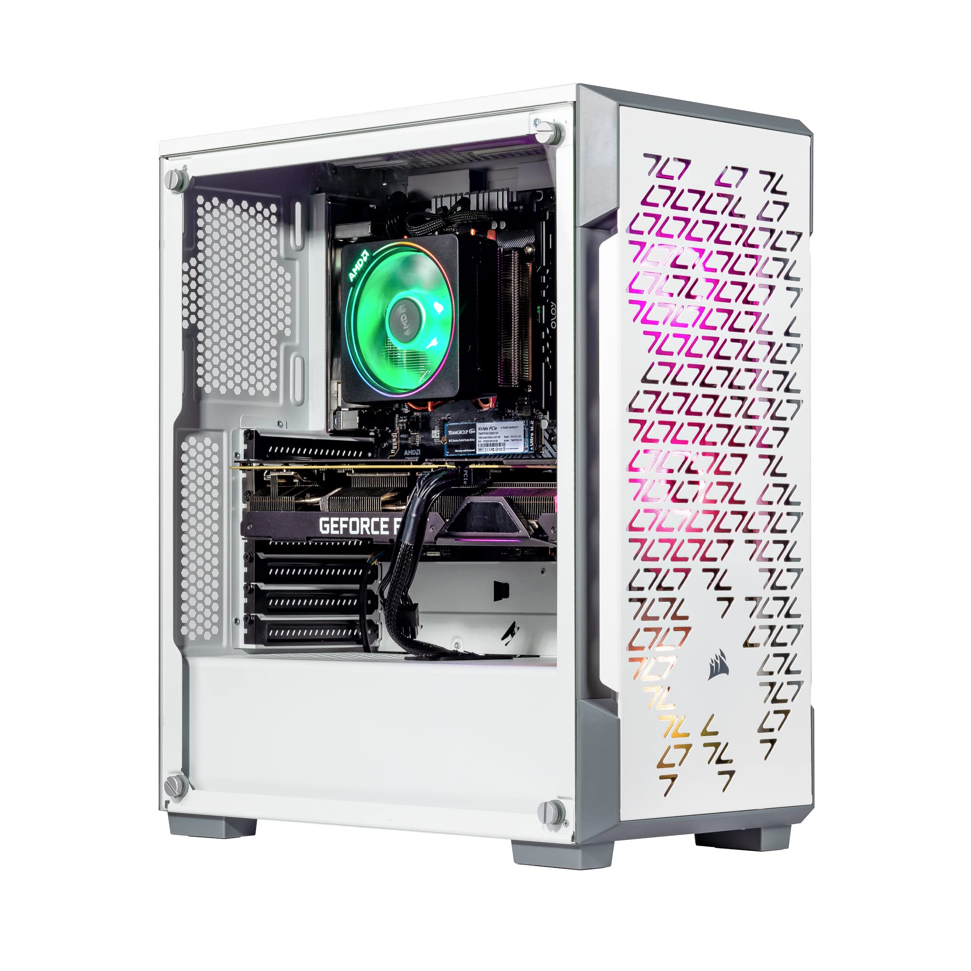 Velztorm White Fultix CTO Gaming Desktop PC - AMD Ryzen 5 5500 6-Core, GTX 1660 Super 6GB, 64GB DDR4 RAM, 2TB SSD + 2TB HDD, RGB Fans, 650W PSU, WiFi, Bluetooth, Windows 10 | High-Performance Gaming & Streaming PC for Esports, VR, and Content Creation