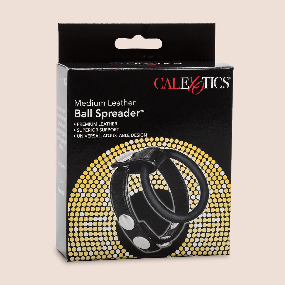 Premium Leather Ball Spreader Strap & Ring Combo Set - Adjustable BDSM Restraint for Bondage Play, Couples & Adult Toys