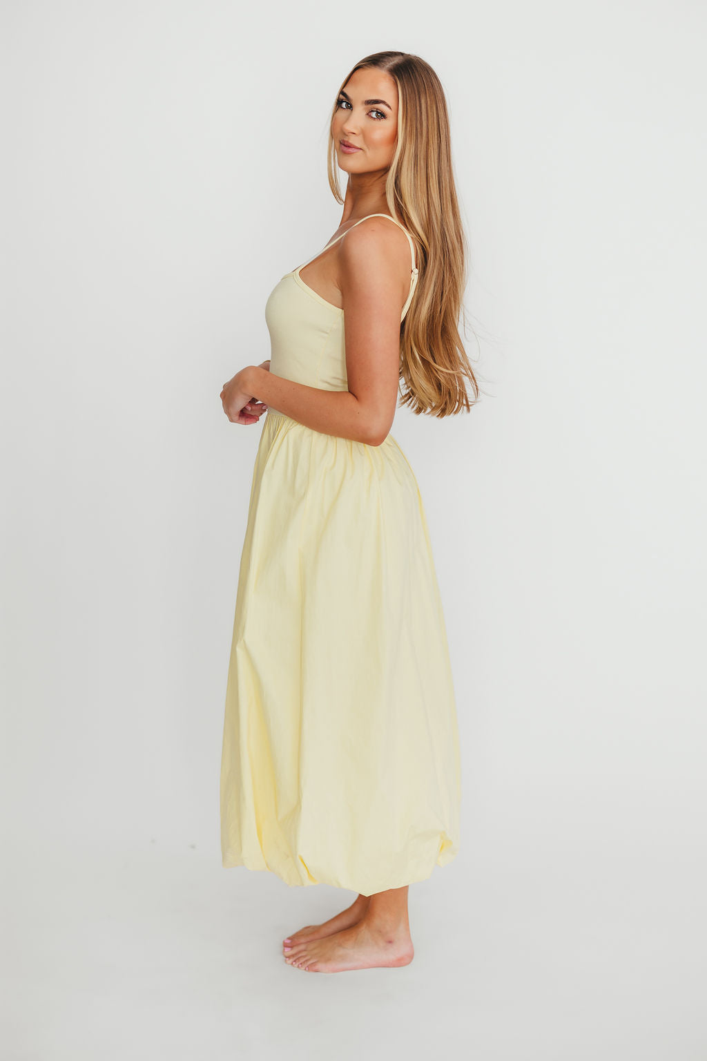 Marisol Bubble Maxi Dress in Yellow - Flowy Summer Beach Dress for Women | Perfect for Vacations, Weddings & Outdoor Parties