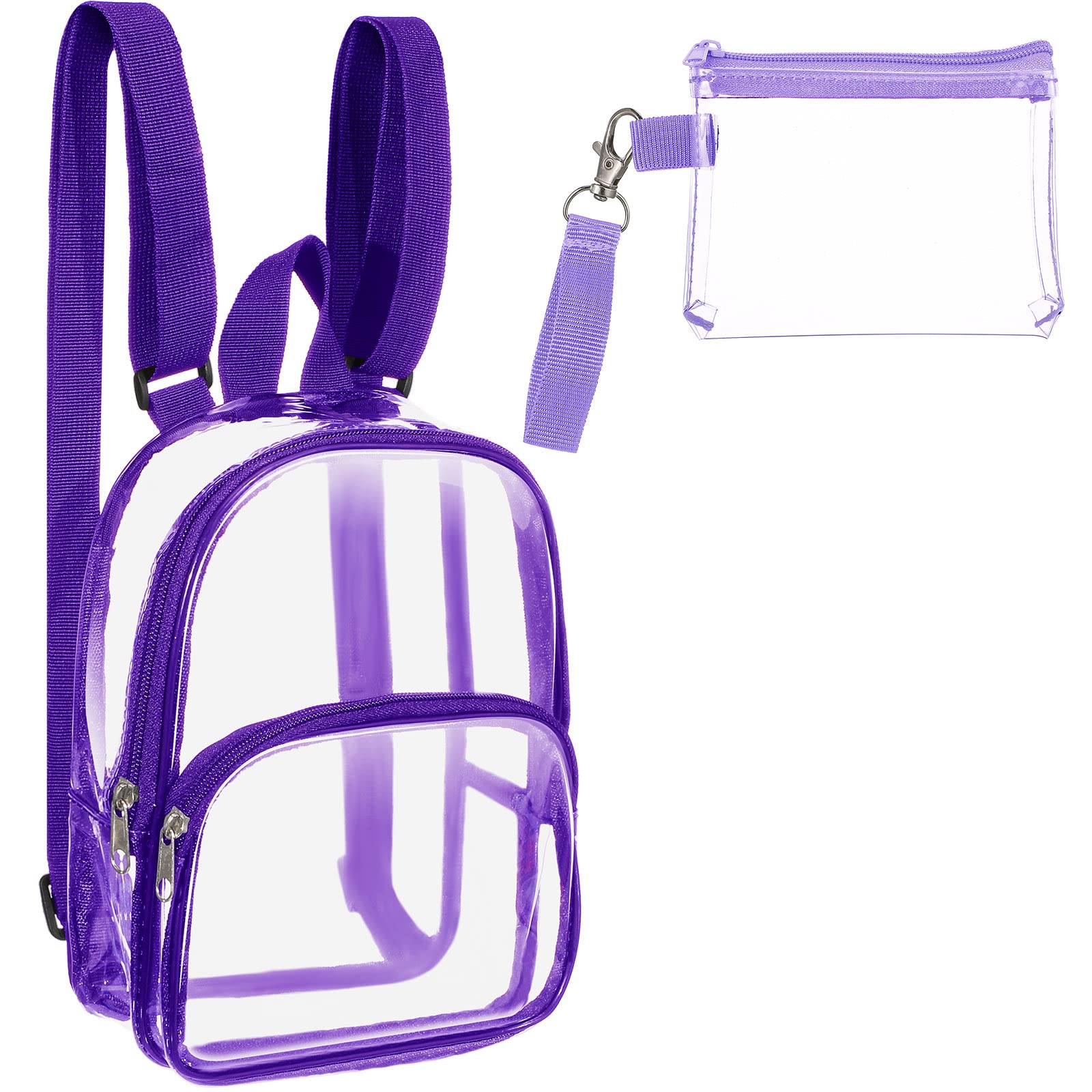 Clear Mini Backpack - Transparent Small See-Through Crossbody Bag for Concerts & Stadiums | Waterproof Plastic Handbag for Women & Teens | Perfect for Music Festivals, Theme Parks & Travel (Purple)