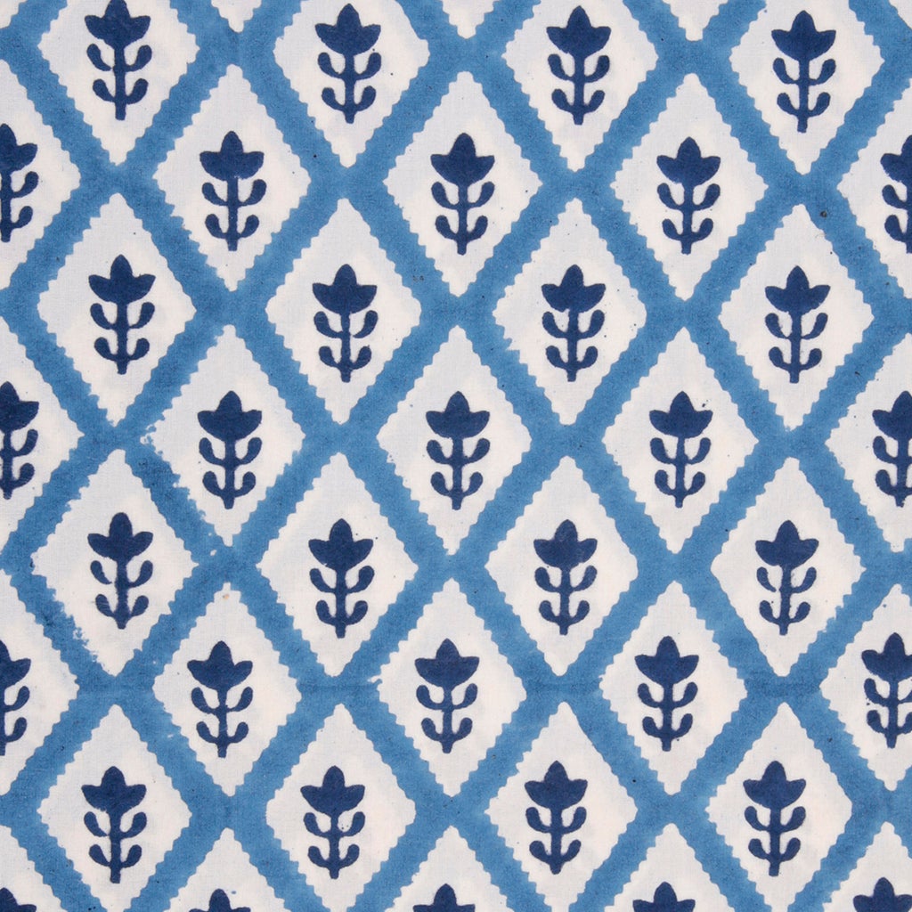 Handmade Block Printed Cotton Fabric - Blue Ethnic Design for Boho Home Decor, DIY Crafts & Fashion Accessories | Perfect for Curtains, Pillows & Quilting