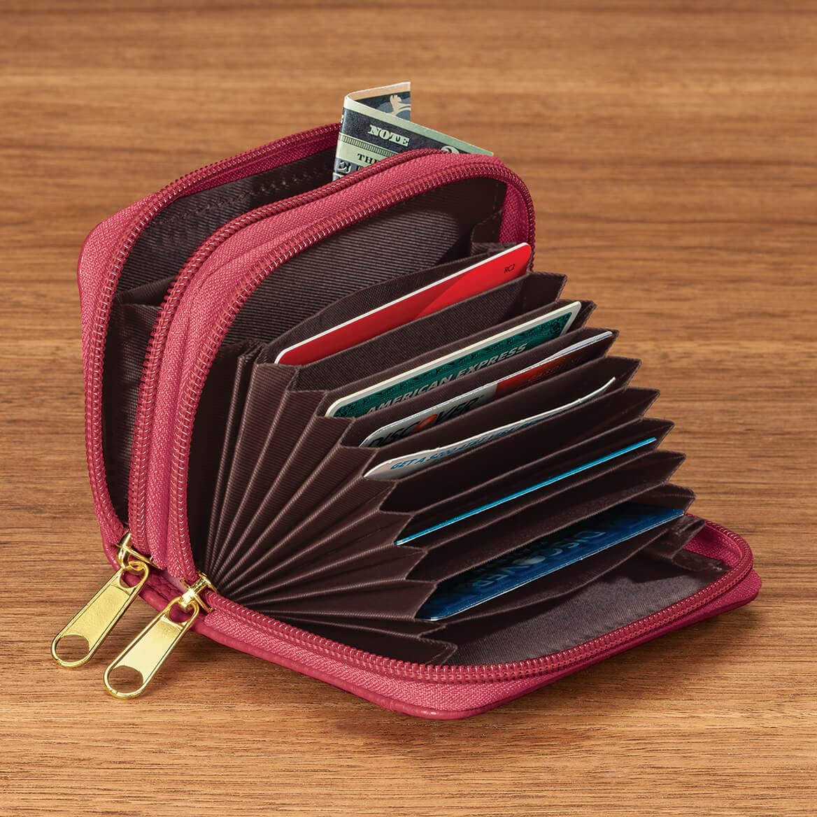 RFID Blocking Zip Around Wallet for Men & Women - Secure Travel & Everyday Use - Anti-Theft Credit Card Holder (Red)