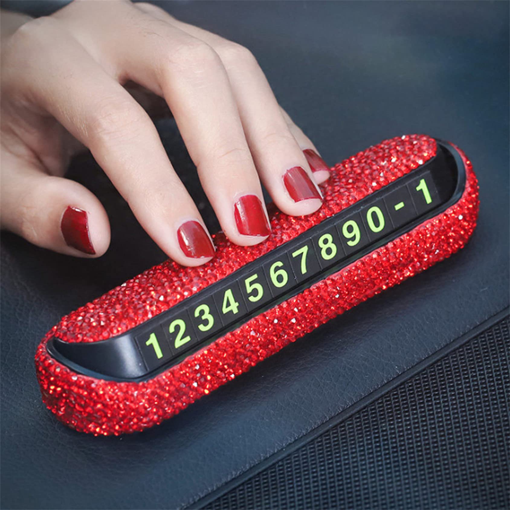 KJGKV Car Temporary Parking Card with Hidden Phone Number - Open Plate for Automotive Interior Accessories (Big Red) | Perfect for Roadside Emergencies & Contactless Communication