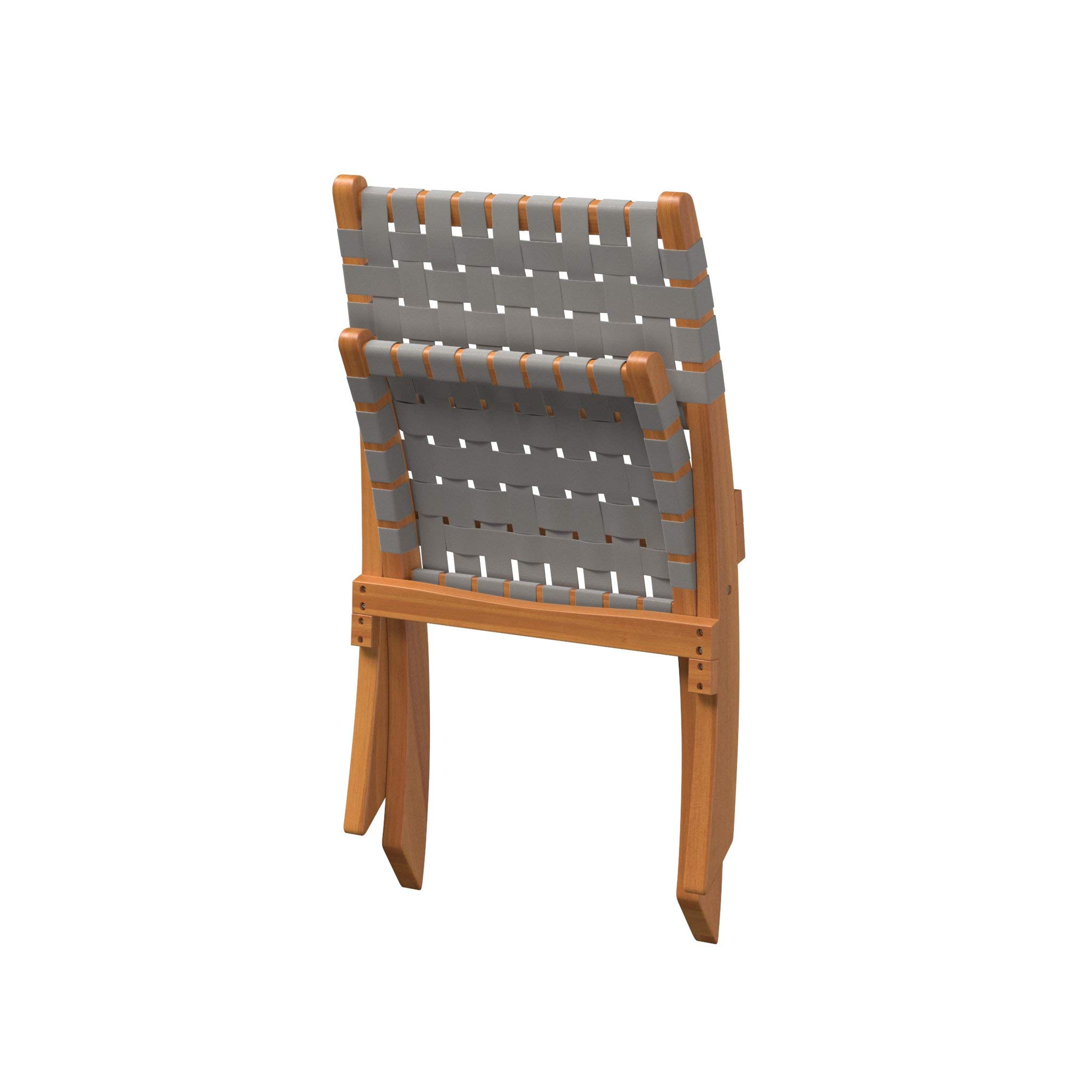 Patio Sense 63637 Sava Folding Chair - Solid Acacia Wood with Woven Seat & Back - Indoor Outdoor Portable Seating for Porch, Lawn, Garden, Fishing & Sporting Events - Gray Webbing - Perfect for Camping, Picnics, and Backyard Relaxation