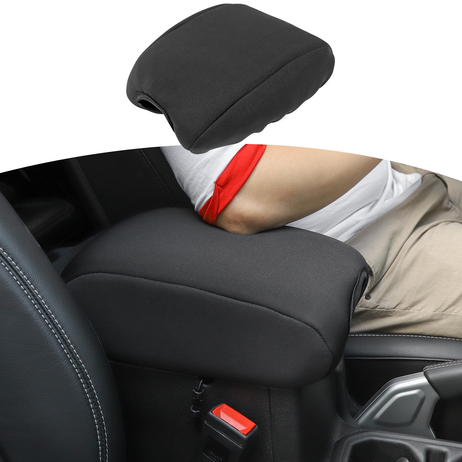 Jeep Wrangler JL JLU Center Console Armrest Cover (2018-Present) & Gladiator JT (2020-Present) - Premium Black Neoprene Protector | Durable Interior Accessories | Perfect for Off-Roading & Daily Commuting