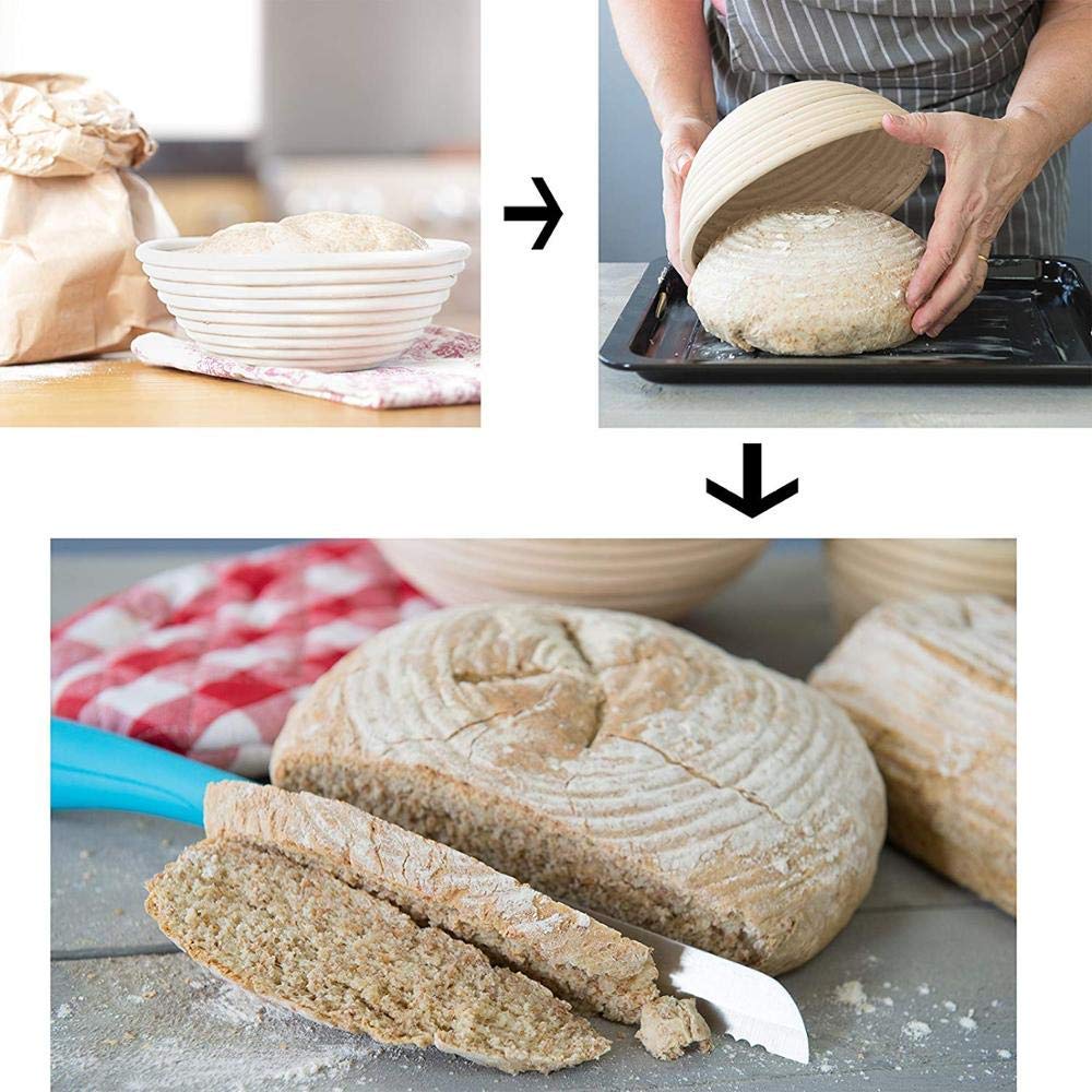 2-Pack 7-Inch Round Banneton Proofing Basket with Linen Liner - Eco-Friendly Natural Rattan Bread Brotform for Sourdough, Artisan & Homemade Bread Baking - Perfect for Professional and Home Bakers (Kitchen, Bakery, Bread Making Gift)
