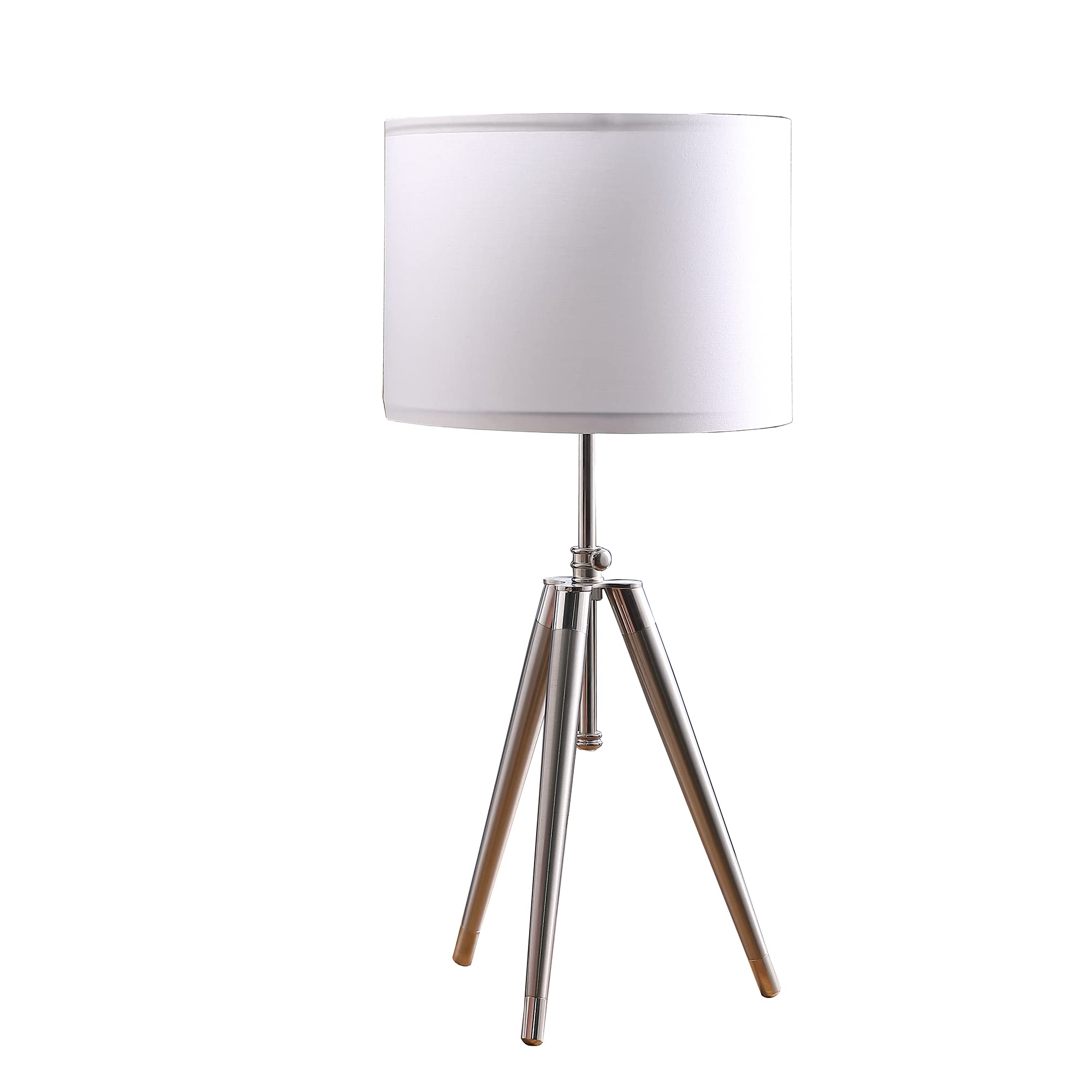 ORE HBL2537 Mid-Century Modern Adjustable Tripod Metal Table Lamp - Chrome/Silver Finish, 34.25