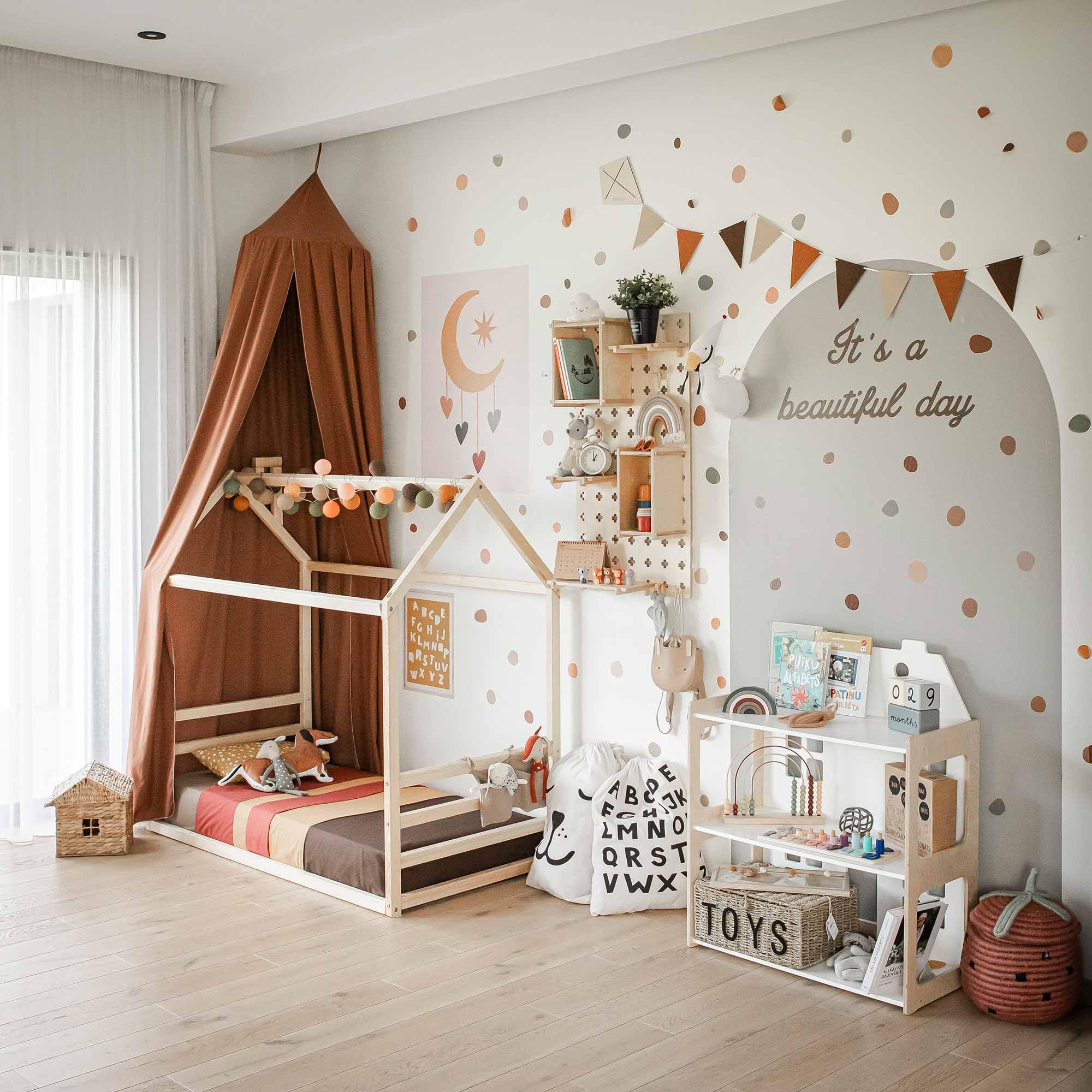 Montessori House Bed for Toddlers & Kids - Twin Size Floor Bed with Safety Rails - Perfect for Montessori Bedrooms, Playrooms & Cozy Sleep Spaces