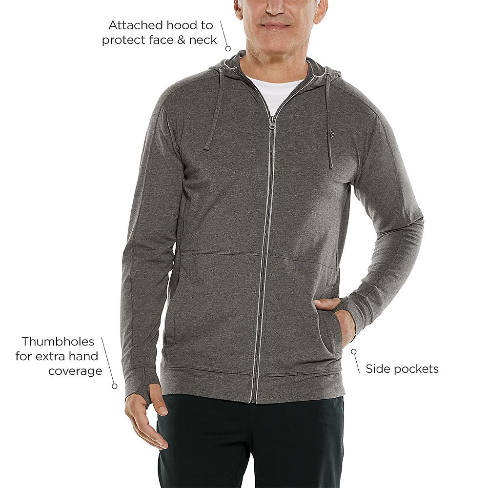 Coolibar UPF 50+ Sun Protective Men's LumaLeo Full Zip Hoodie - Lightweight UV Protection Jacket for Outdoor Activities, Hiking & Travel