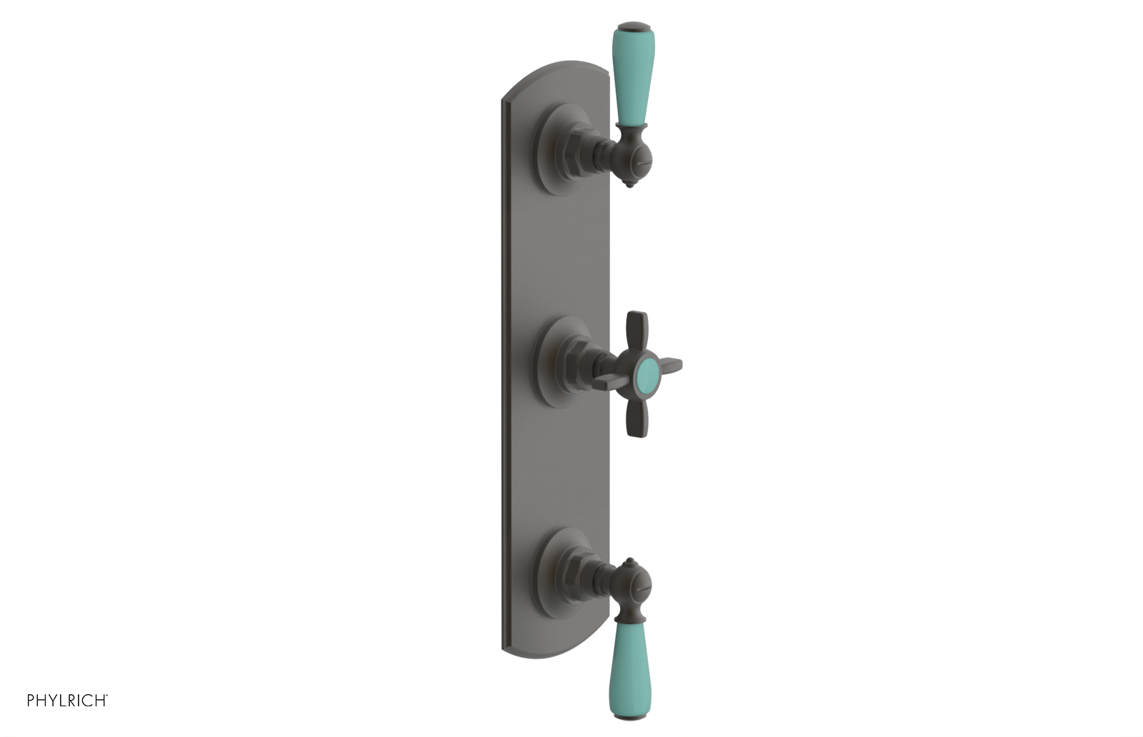 Jamestown Thermostatic Shower Valve with Dual Volume Control - Turquoise Accents (Model 4-740) for Modern Bathroom & Spa Experience