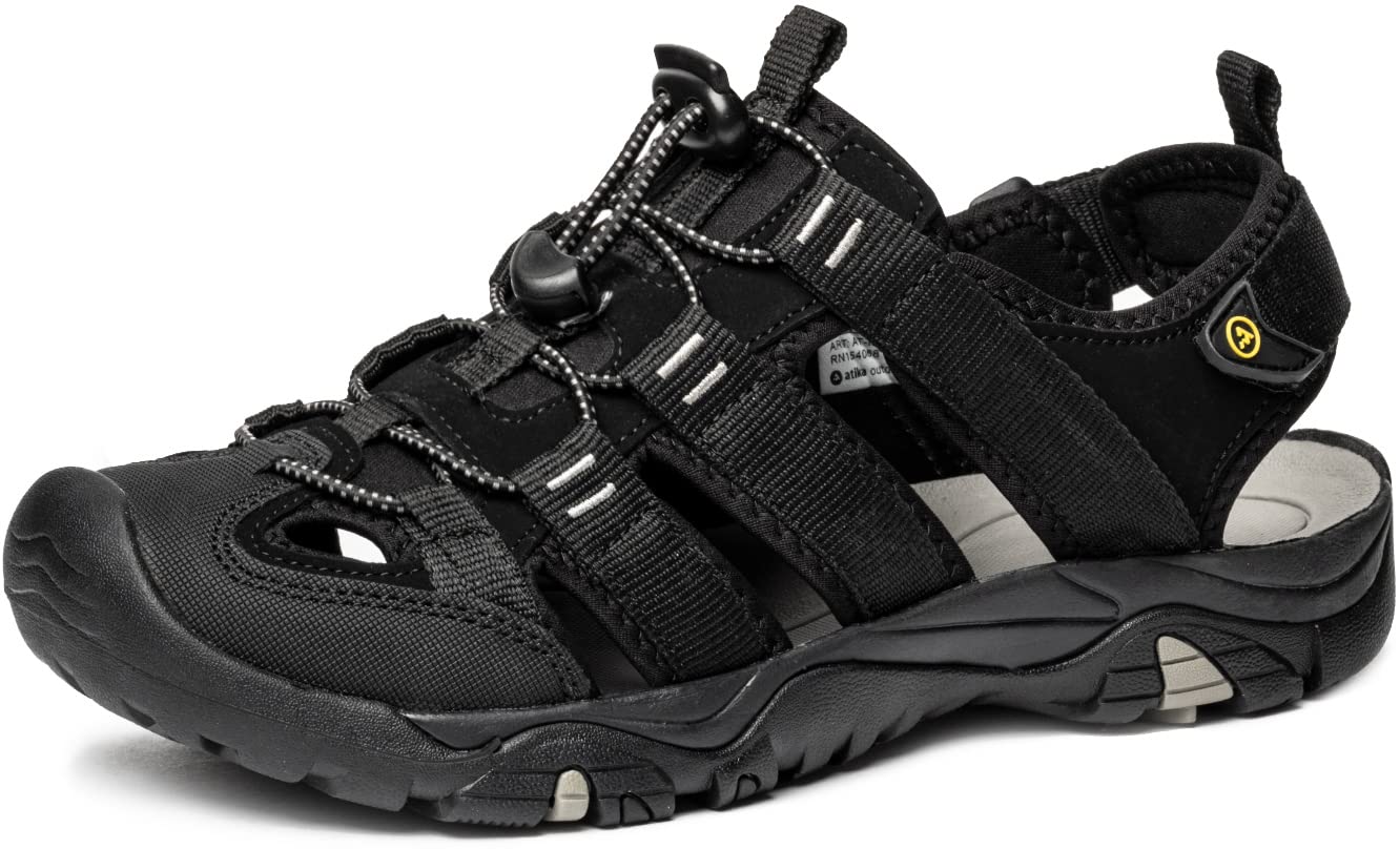 Atika Men's Outdoor Hiking Sandals - Closed Toe Athletic Sport Sandals for Trail Walking - Lightweight Water Shoes for Summer - Perfect for Beach, Camping & Water Sports