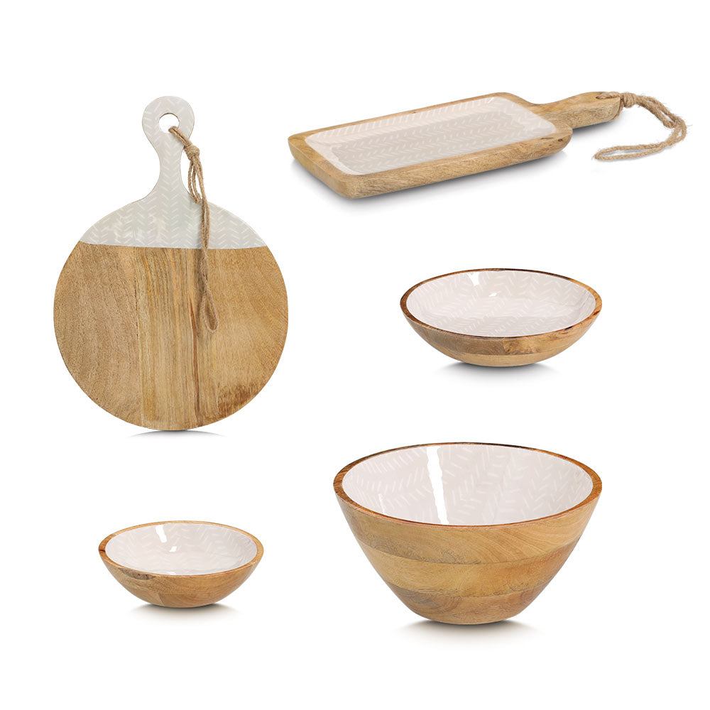 Beige Wooden Serving Tray with Handle - Perfect for Breakfast in Bed, Coffee Table Decor, and Party Serving - Elegant and Durable Wood Tray for Home & Kitchen Use