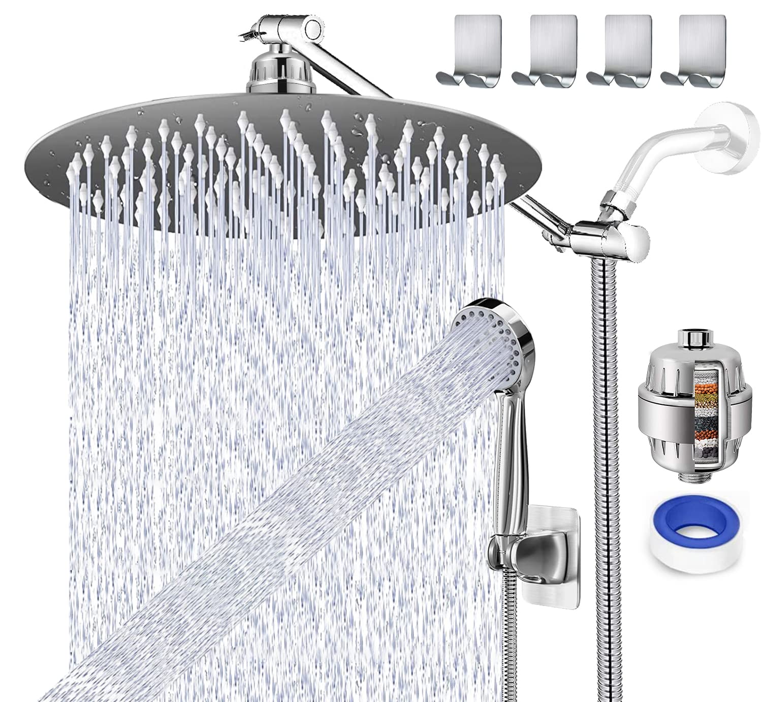 UPGRADED 12 Inch High Pressure Rain Shower Head with Handheld Spray Combo - 12