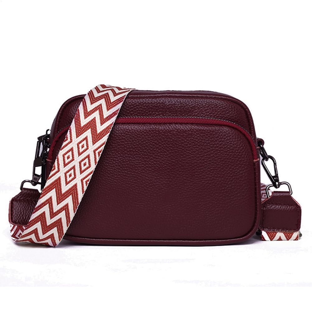 DKIIL NOIYB Genuine Leather Crossbody Bags for Women - Adjustable Wide Strap with Multiple Pockets, Stylish Shoulder Handbag Purse for Daily Use, Travel, Shopping & Work