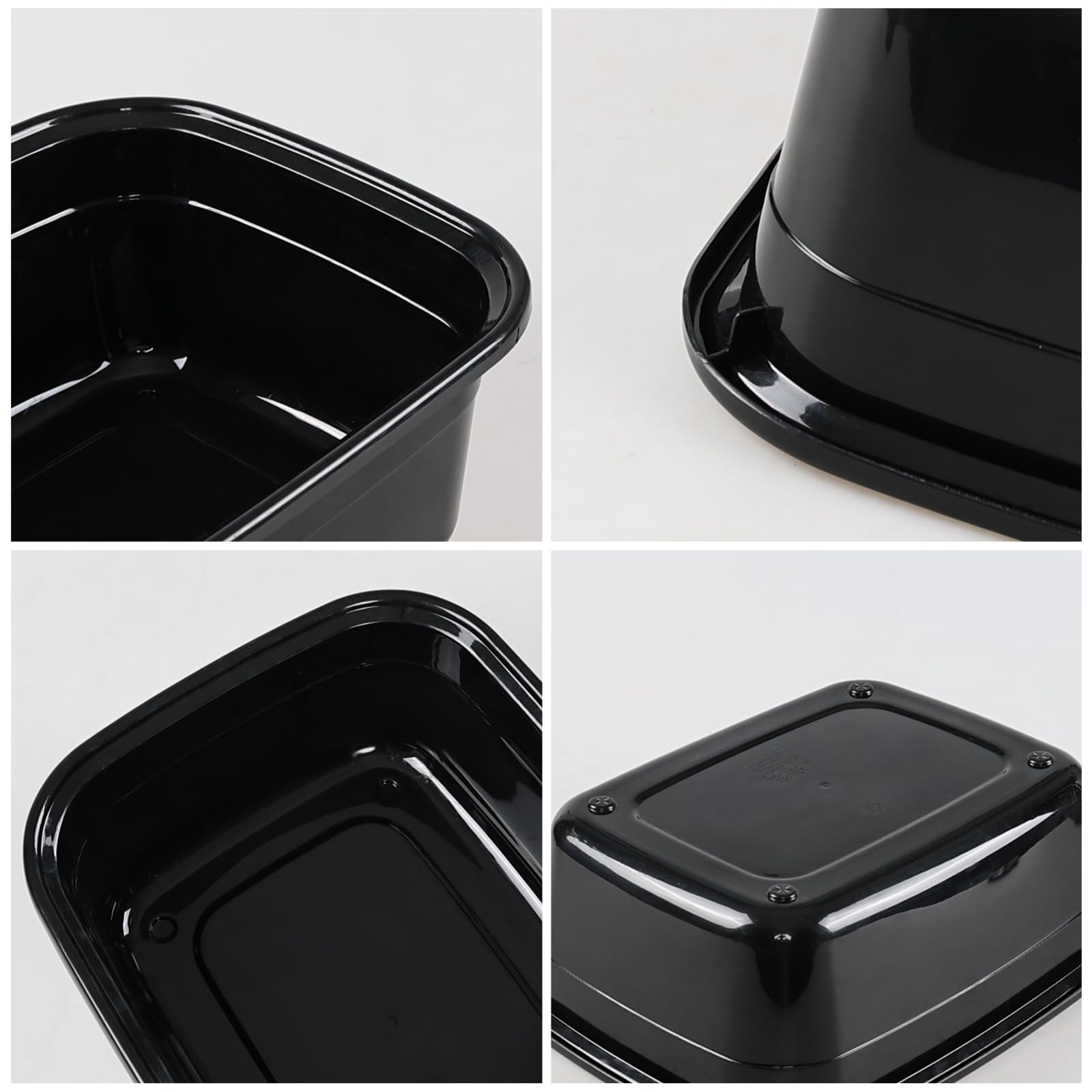 4-Pack 14 Quart Plastic Dish Pan Basin - Heavy Duty Rectangular Wash Basins for Kitchen & Laundry, Black - Perfect for Washing Dishes, Soaking Clothes, and Household Cleaning Tasks