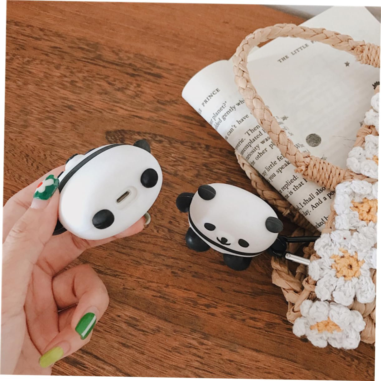 HOMSFOU 2 Pack Panda-Shaped Silicone Earphone Protective Case - Durable Headset Storage Pouch for AirPods, Earbuds | Perfect for Travel, Gym & Daily Use