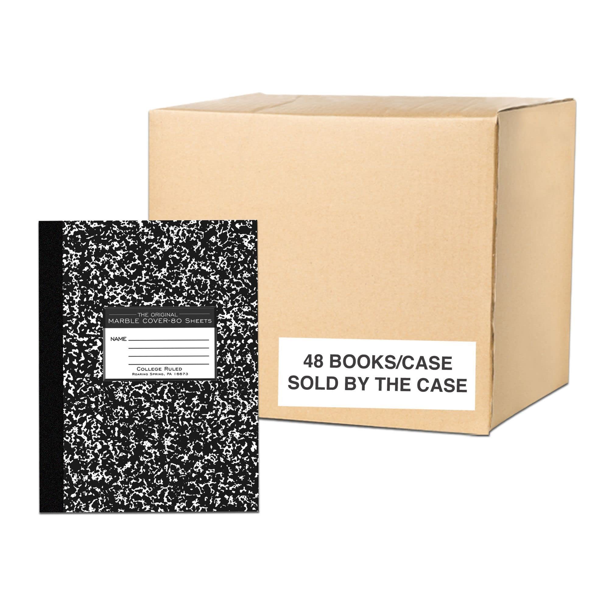 Roaring Spring Composition Notebook - Case of 48, College Ruled 80-Sheet Notebooks, 15# White Paper, 10.25