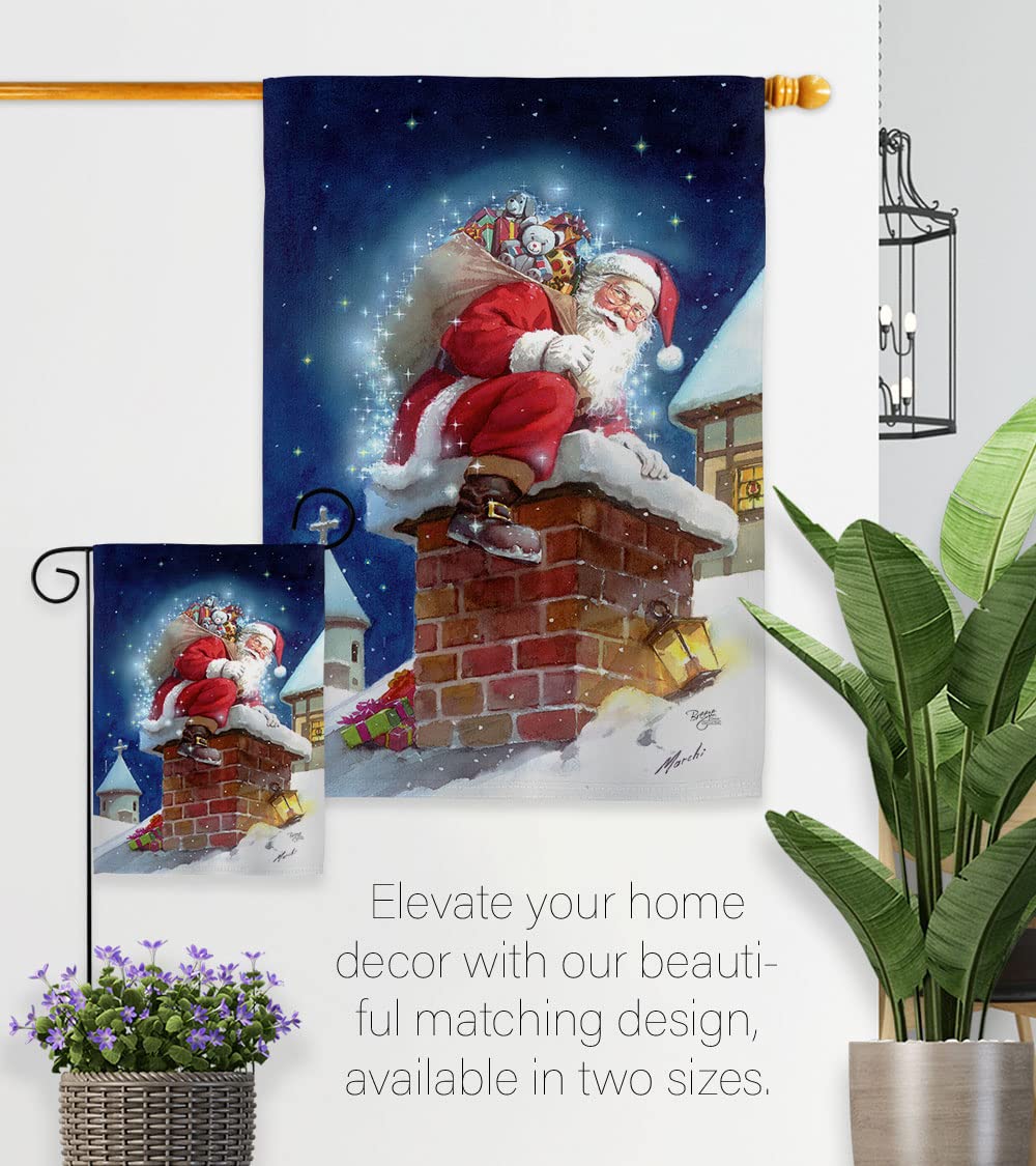 Christmas Chimney Santa Flags Set - 28x40