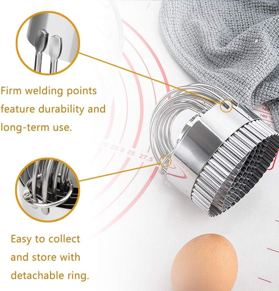 5-Piece Stainless Steel Biscuit & Cookie Cutters Set - Fluted Round Baking Tools with Ergonomic Handles | Perfect for Homemade Cookies, Pastries, and Holiday Baking