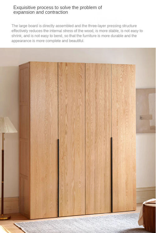 Solid Oak Wood Wardrobe - Modern High Closet for Bedroom & Living Room Storage | Durable & Stylish Furniture for Home Organization