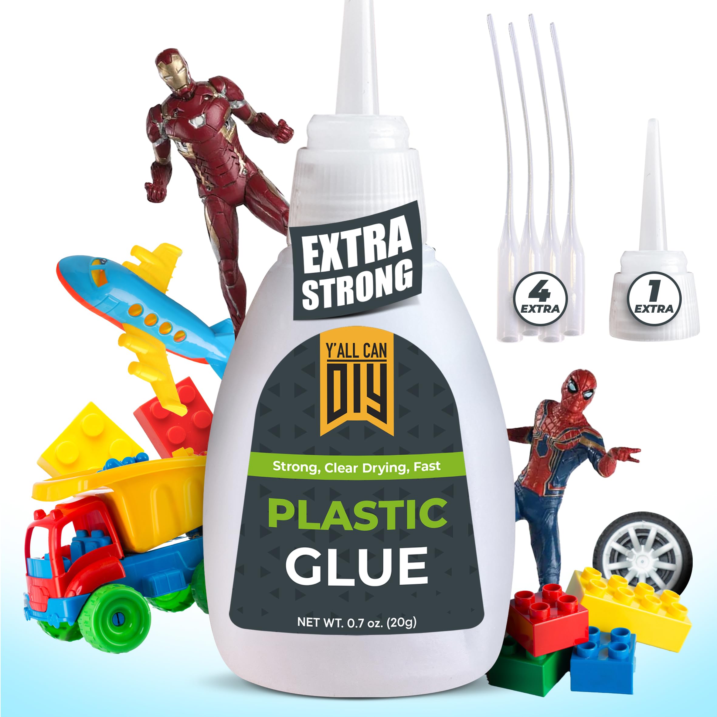Y'allCanDiy Super Glue for Plastic 20g (.7 oz) - Heavy Duty CA Adhesive for Legos, Miniatures, 3D Printing (PLA, ABS, PVC) - Strong Bond for Toys, Cars & DIY Kits - Perfect for Home Repairs, Craft Projects & Model Building