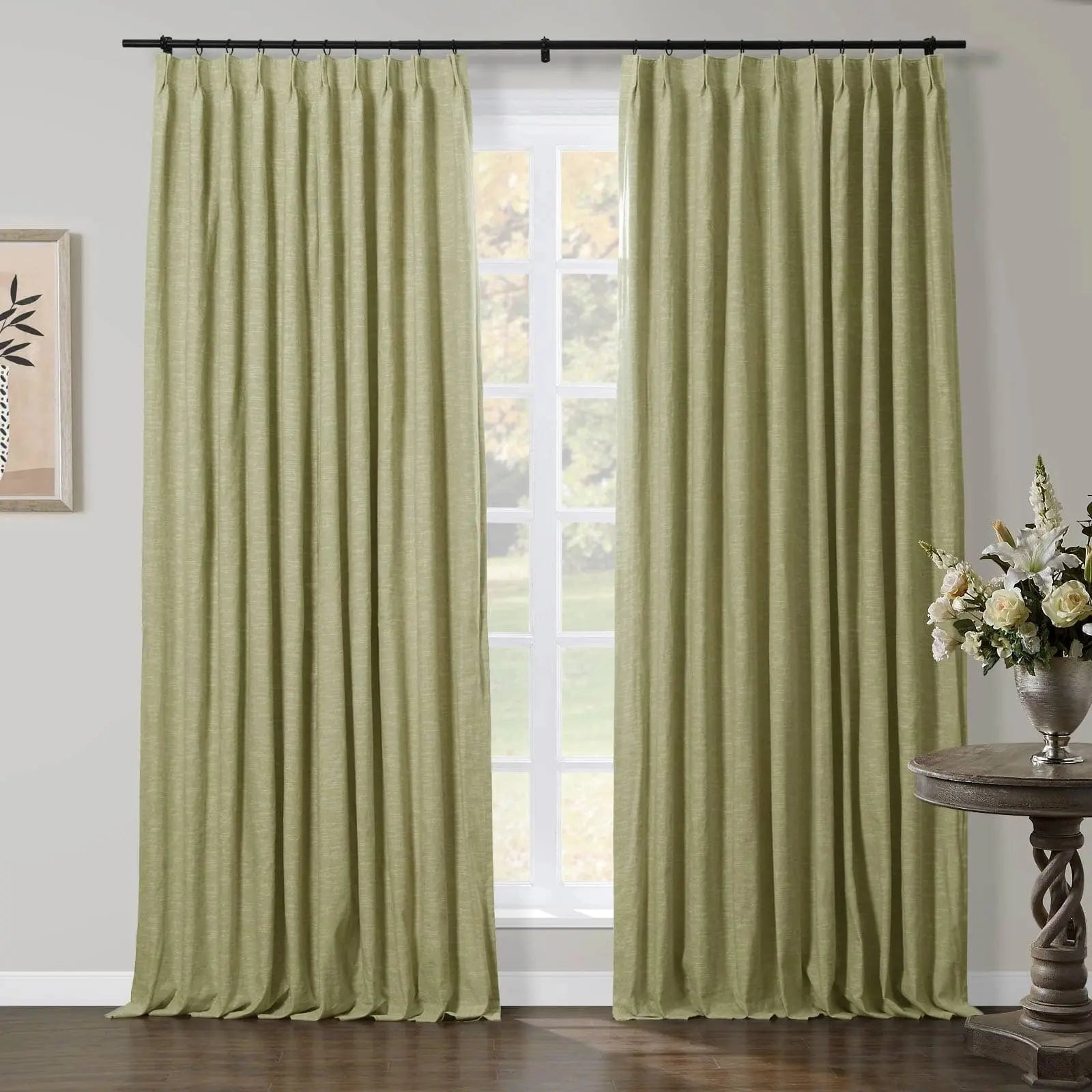 Luxury Linen Cotton Pleated Curtains - Blackout Drapes for Living Room & Bedroom - Elegant Home Decor Window Treatments